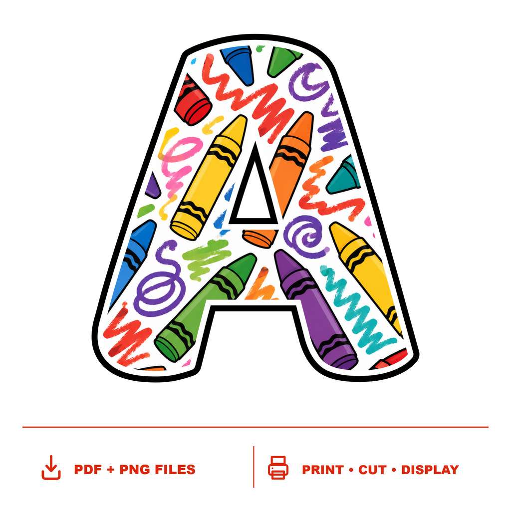 Crayons & Scribbles Display Lettering Pack - Set 01 - Uppercase A-Z