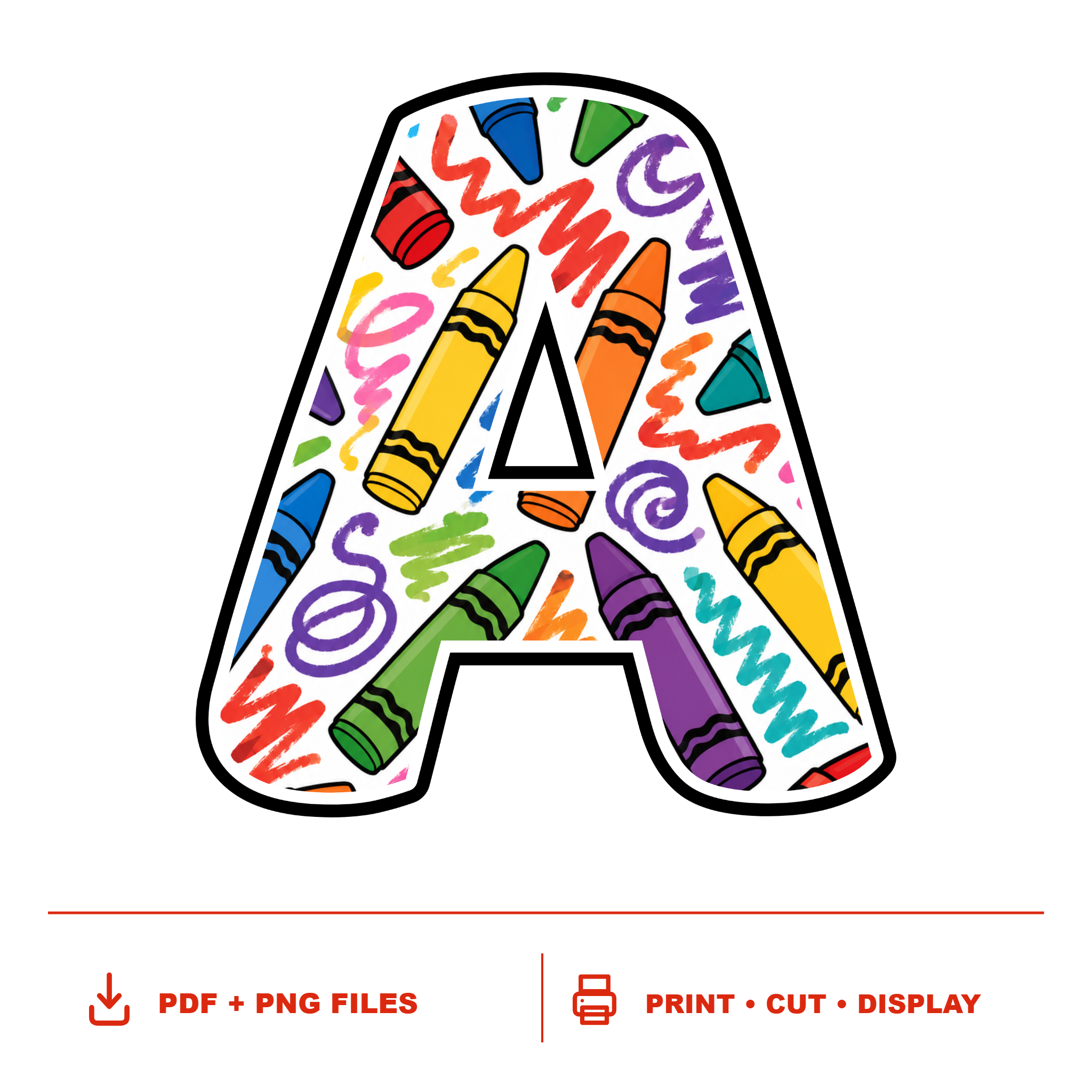 Crayons & Scribbles Display Lettering Pack - Set 01 - Uppercase A-Z
