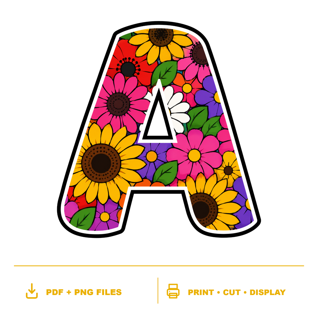 Flowers Display Lettering Pack - Set 01 - Uppercase A-Z