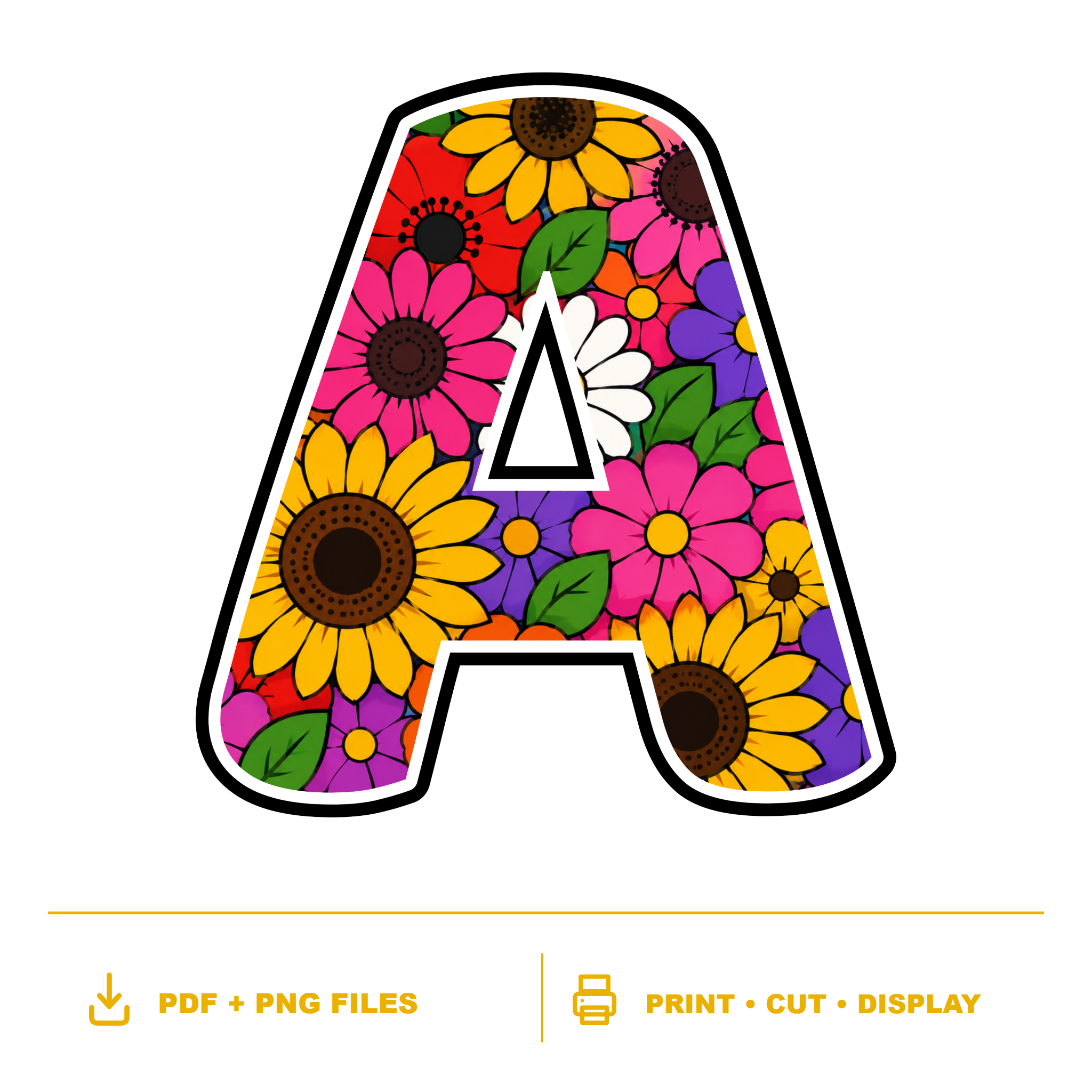 Flowers Display Lettering Pack - Set 01 - Uppercase A-Z