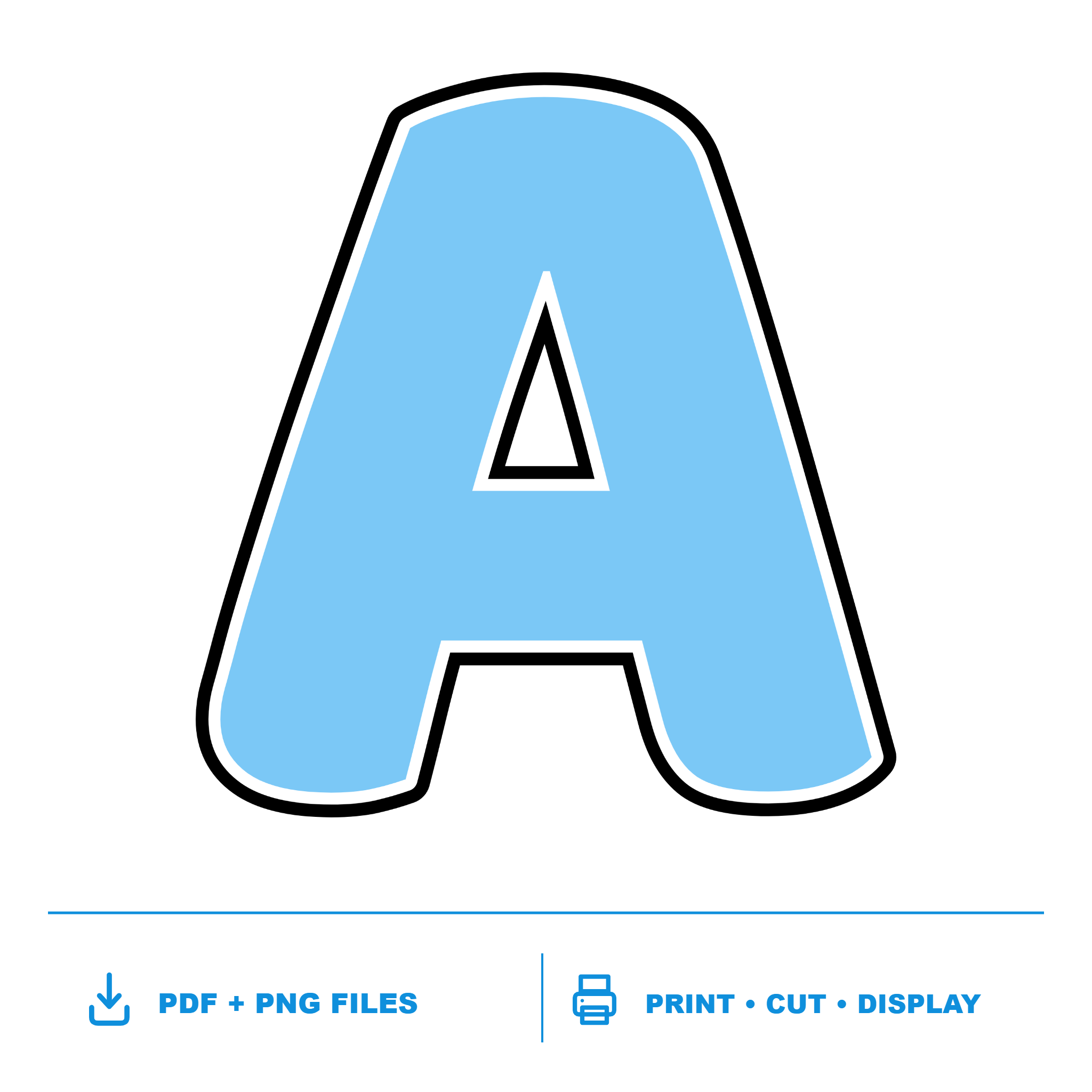 Light Blue Display Lettering Pack - Set 01 - Uppercase A-Z