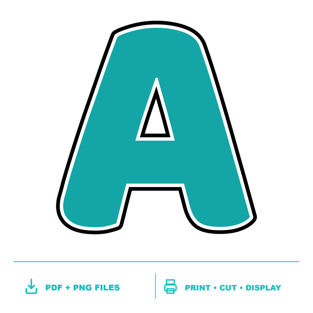Teal Display Lettering Pack - Set 01 - Uppercase A-Z