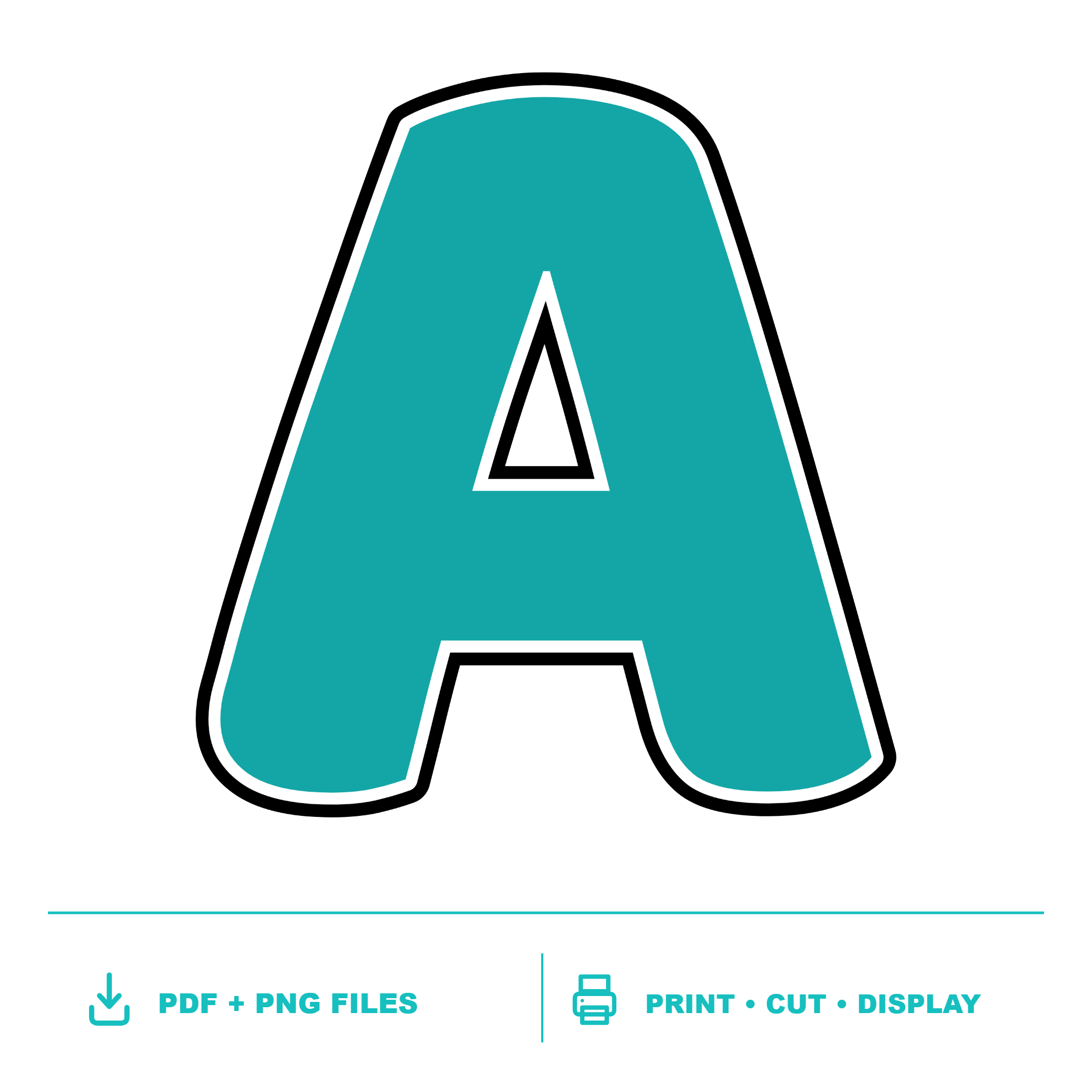 Teal Display Lettering Pack - Set 01 - Uppercase A-Z