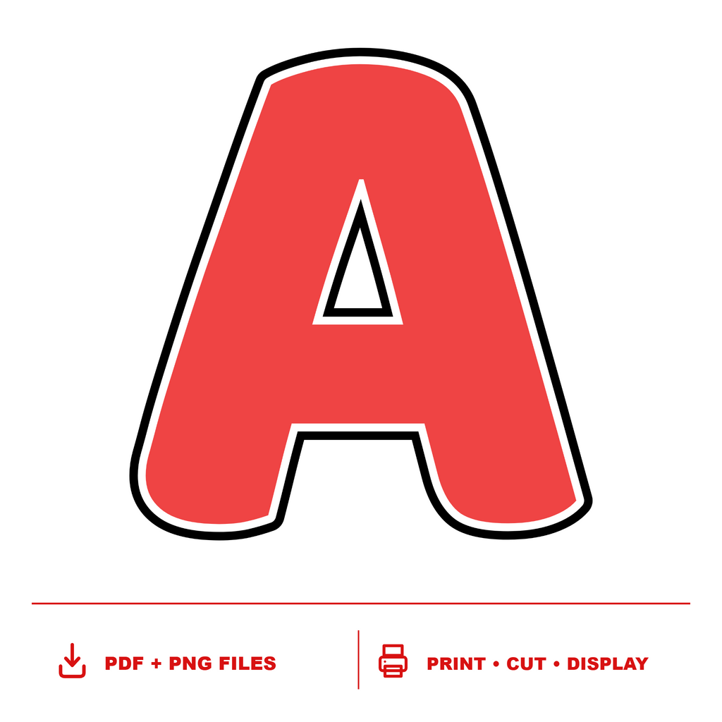Red Display Lettering Pack - Set 01 - Uppercase A-Z