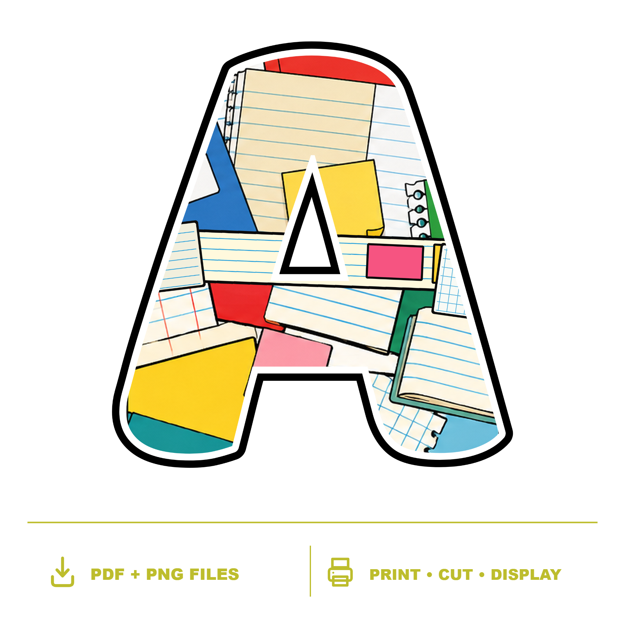 Exercise Book Display Lettering Pack - Set 01 - Uppercase A-Z