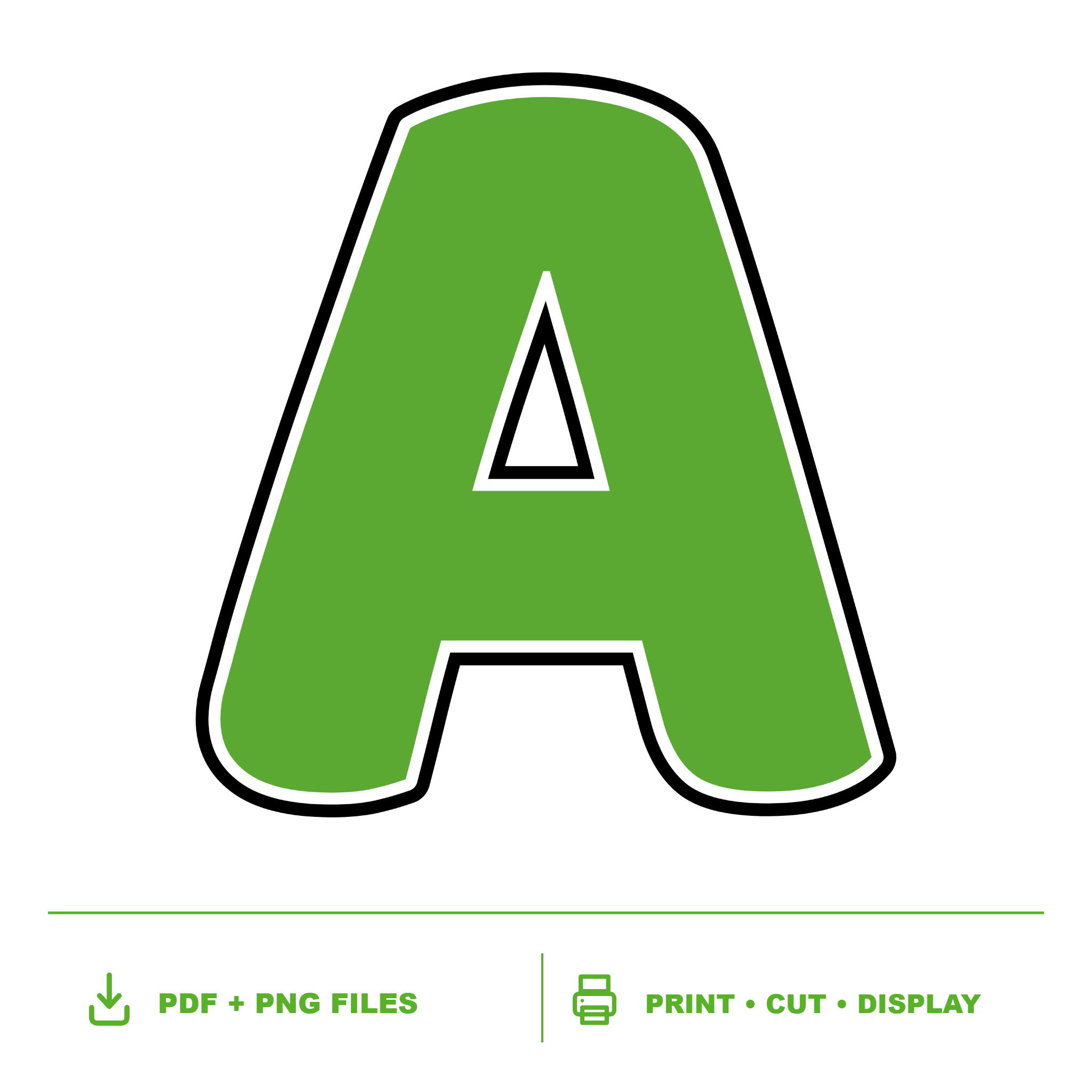 Green Display Lettering Pack - Set 01 - Uppercase A-Z