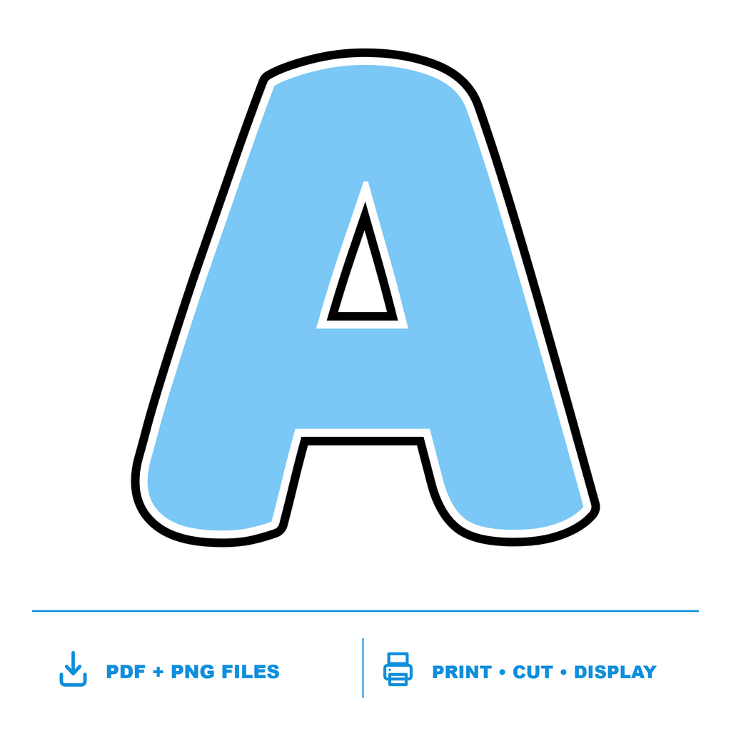 Light Blue Display Lettering Pack - Set 01 - Uppercase A-Z