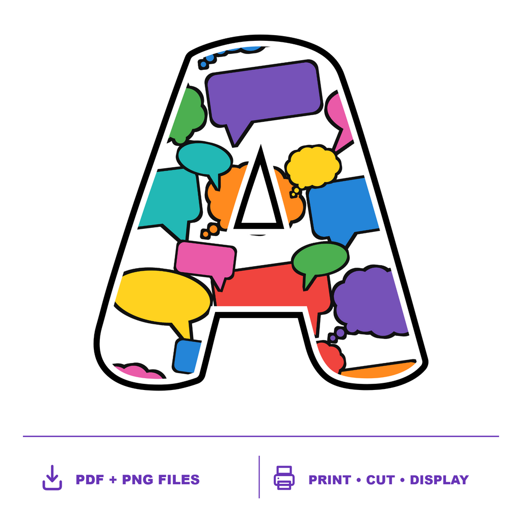 Speech & Thinking Bubbles Display Lettering Pack - Set 01 - Uppercase A-Z