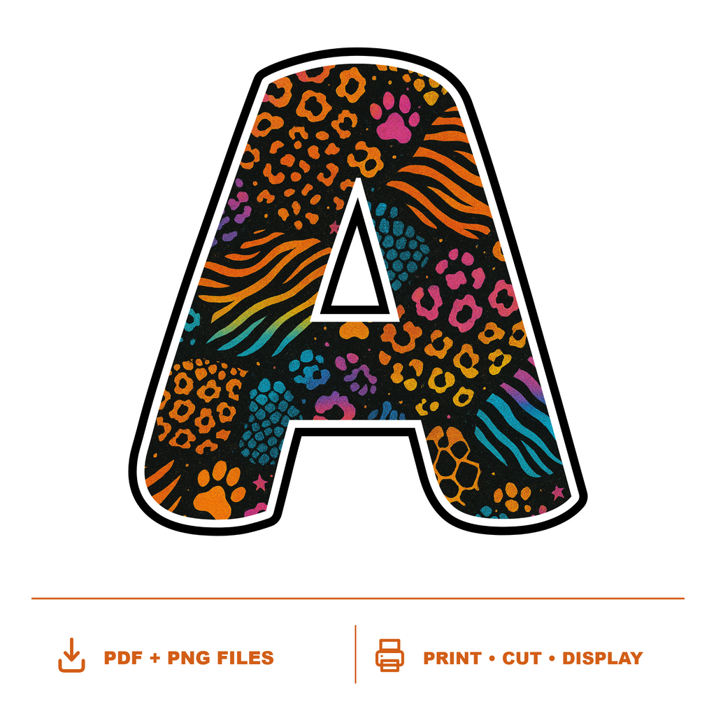 Animal Print Display Lettering Pack - Set 01 - Uppercase A-Z