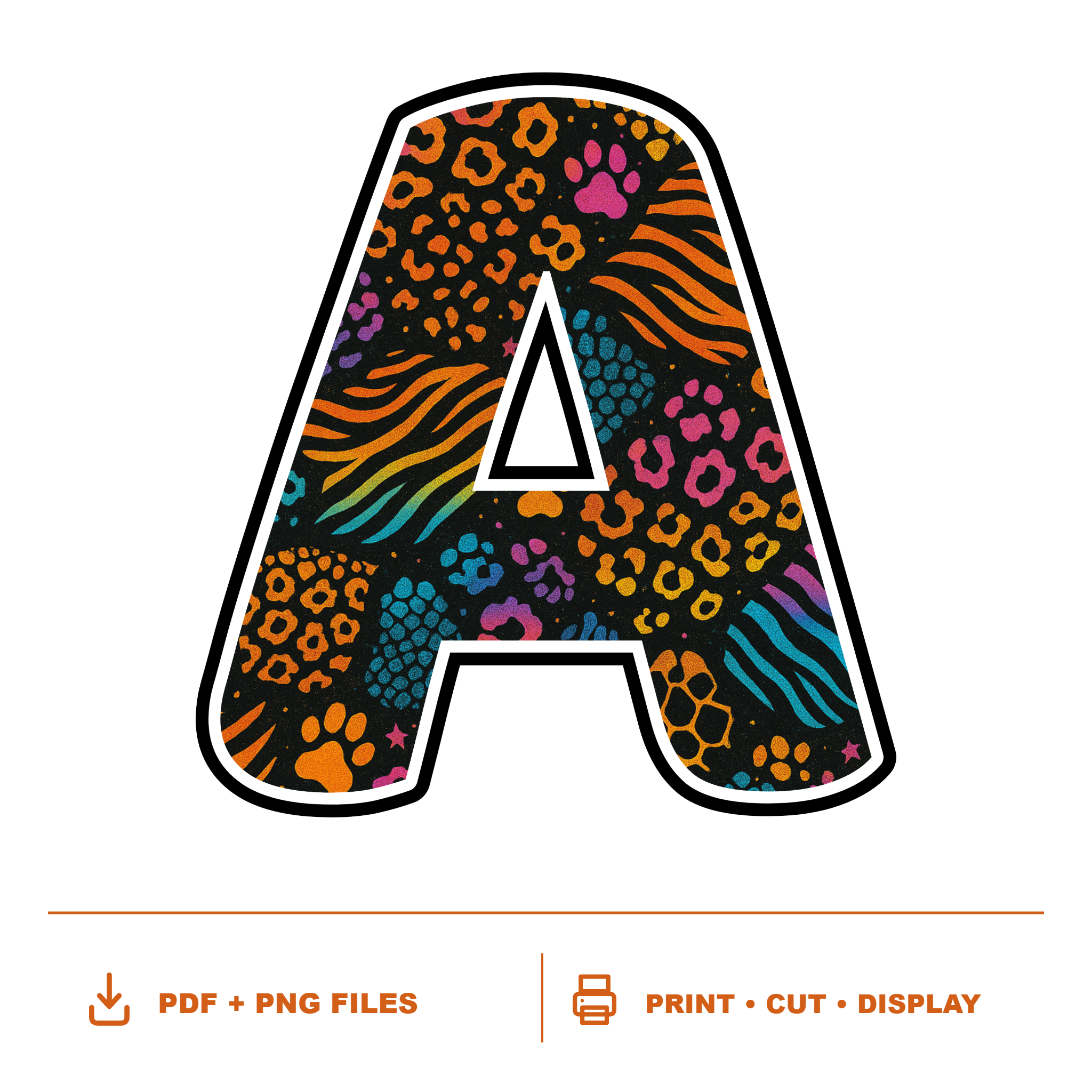 Animal Print Display Lettering Pack - Set 01 - Uppercase A-Z