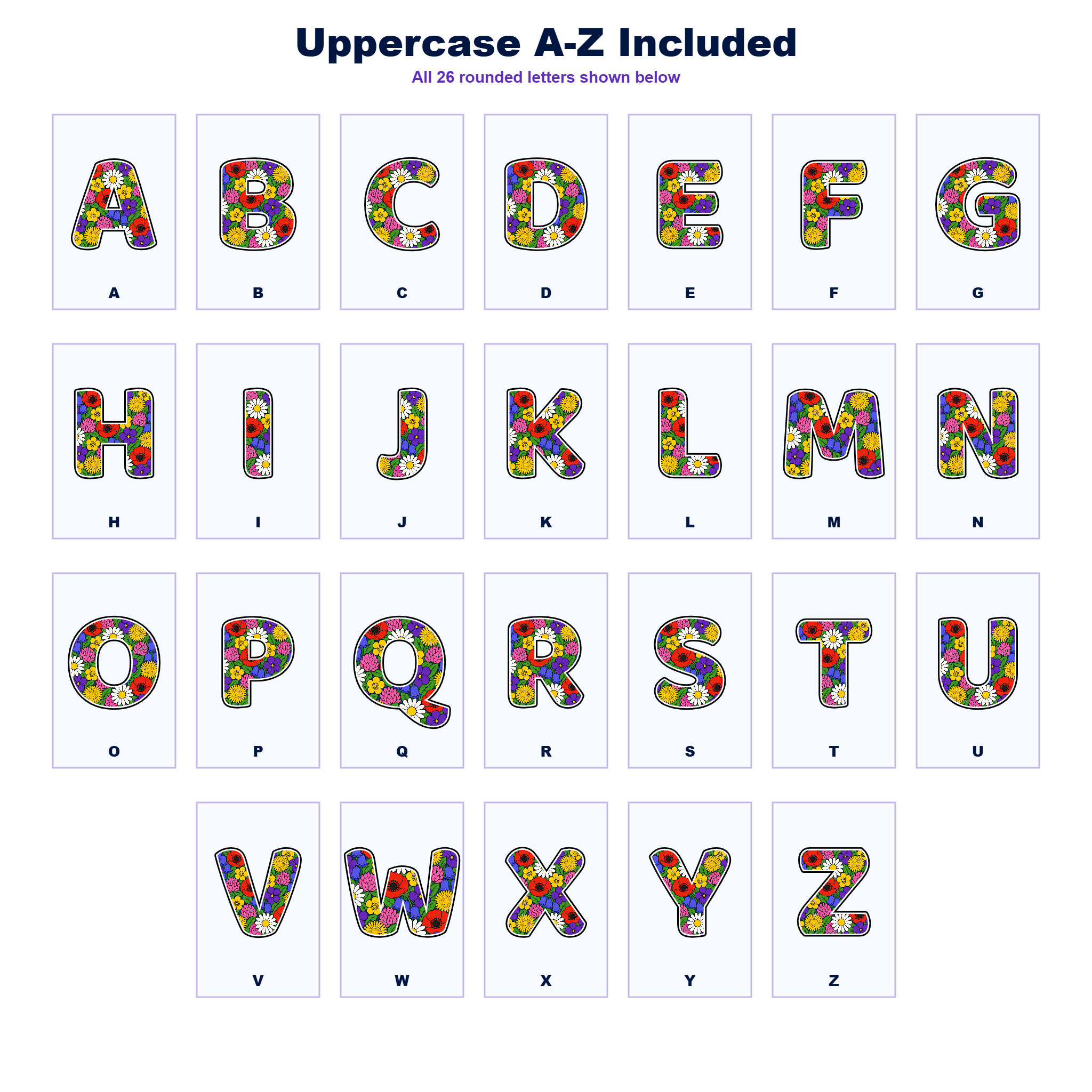 Wildflower Display Lettering Pack - Set 01 - Uppercase A-Z