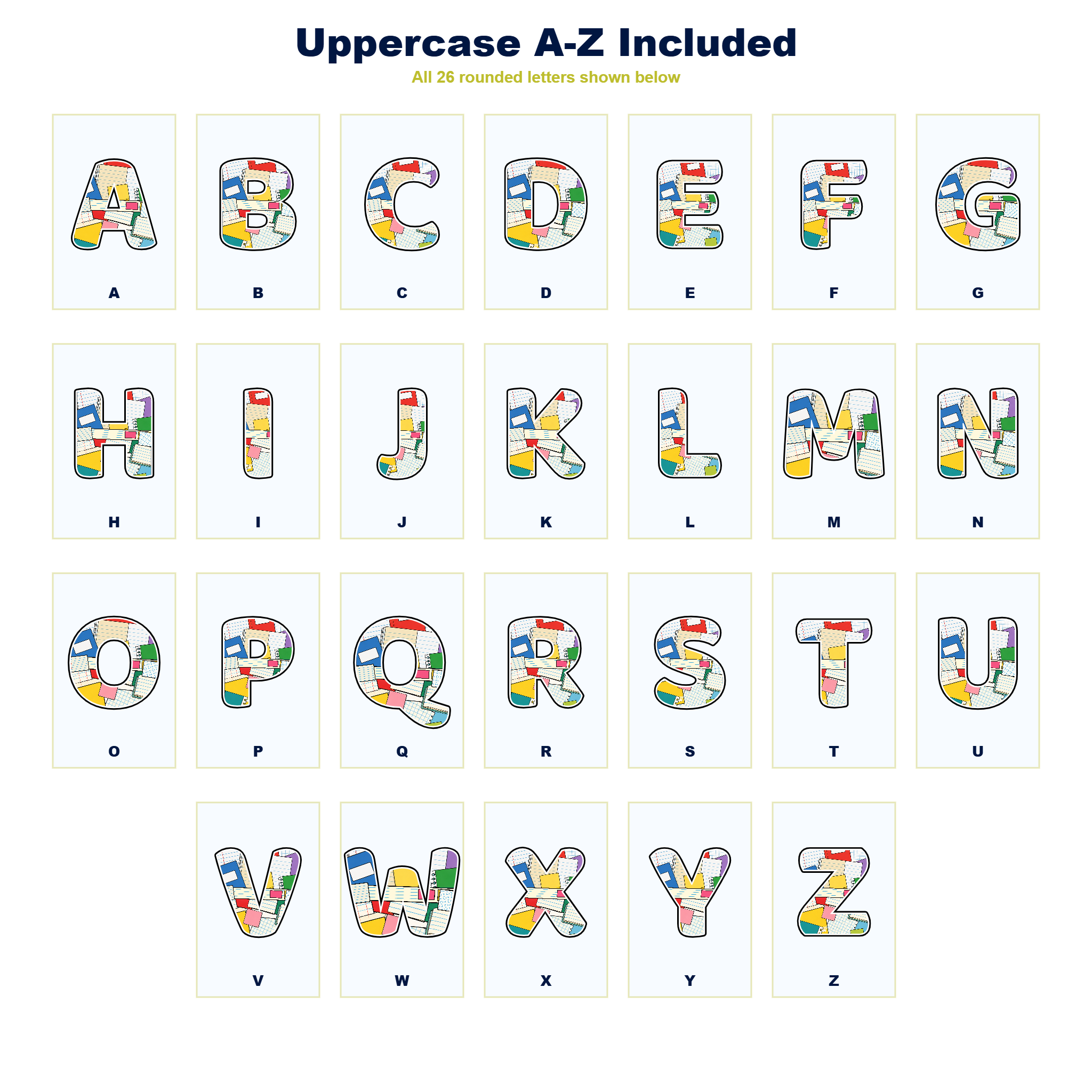 Exercise Book Display Lettering Pack - Set 01 - Uppercase A-Z