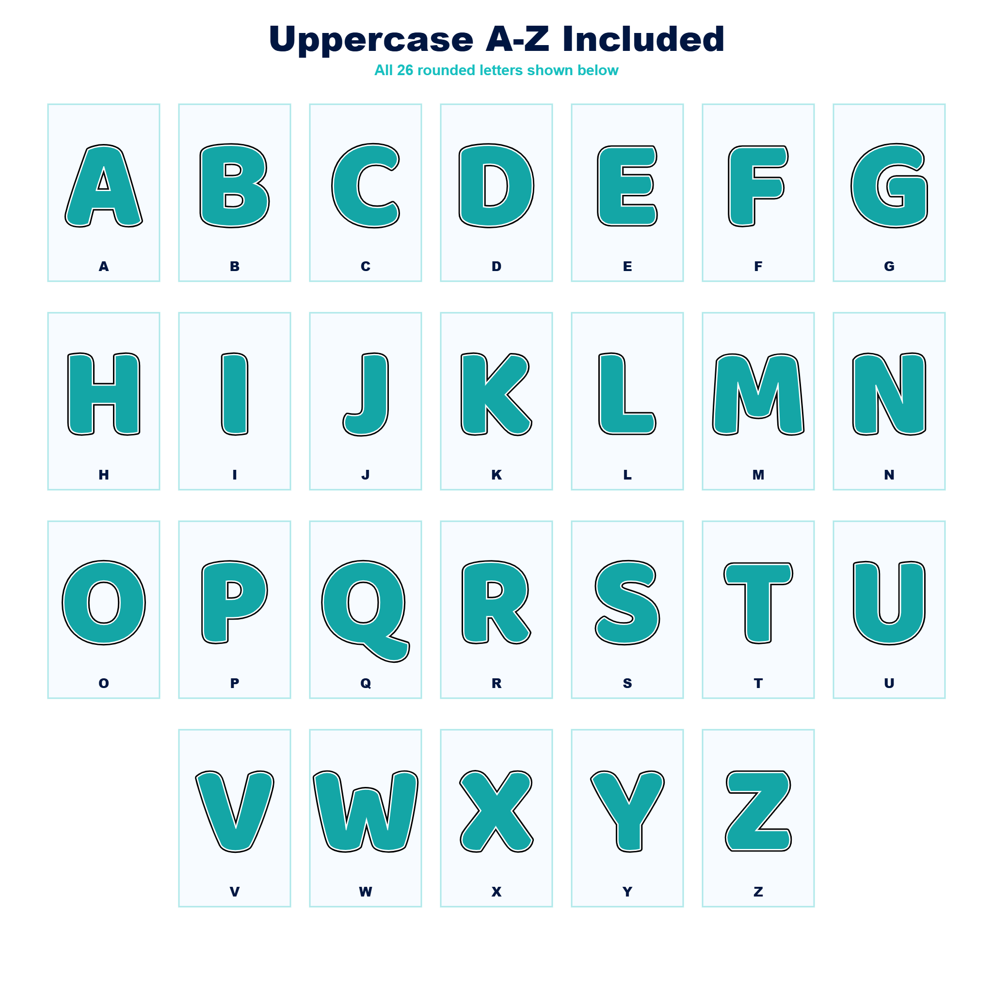 Teal Display Lettering Pack - Set 01 - Uppercase A-Z