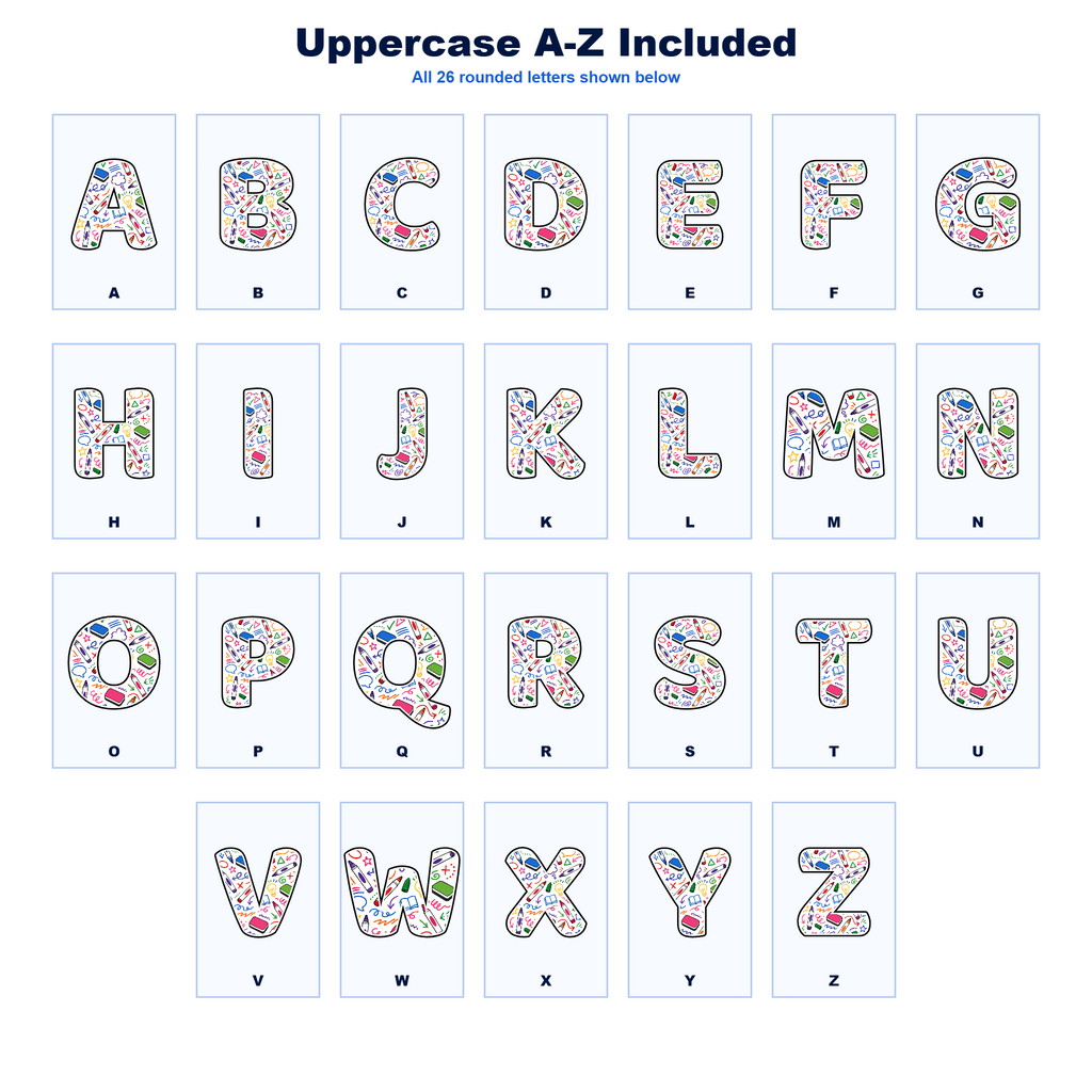 Whiteboard Doodle Display Lettering Pack - Set 01 - Uppercase A-Z