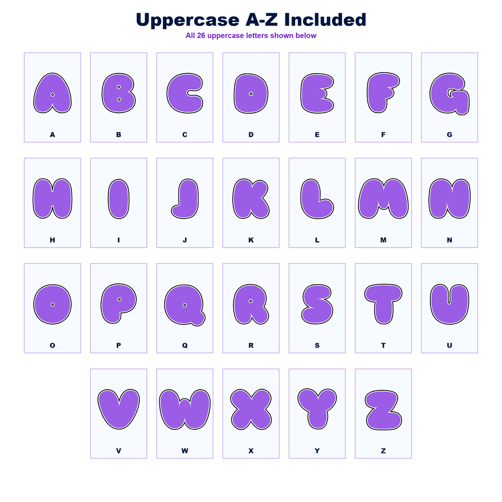 Purple Display Lettering Pack - Set 02 - Uppercase A-Z