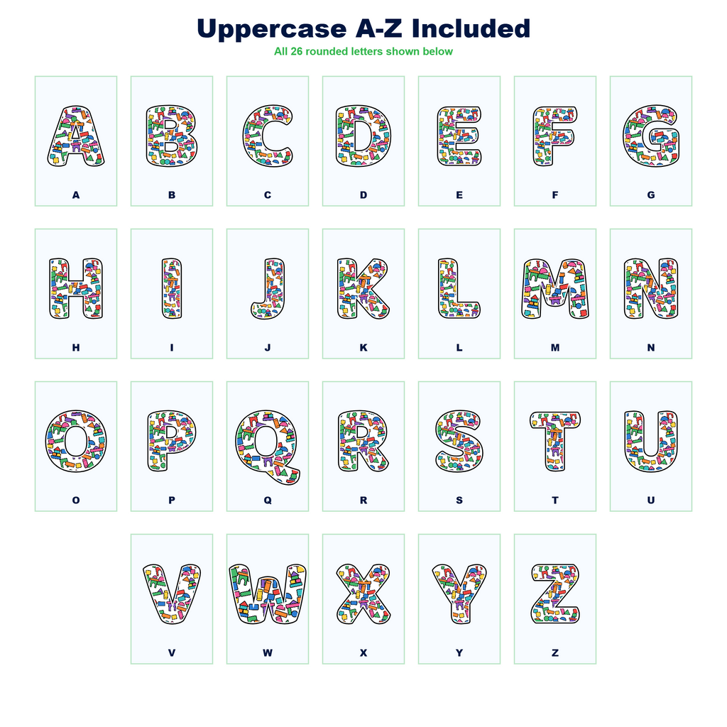 Building Blocks Display Lettering Pack - Set 01 - Uppercase A-Z