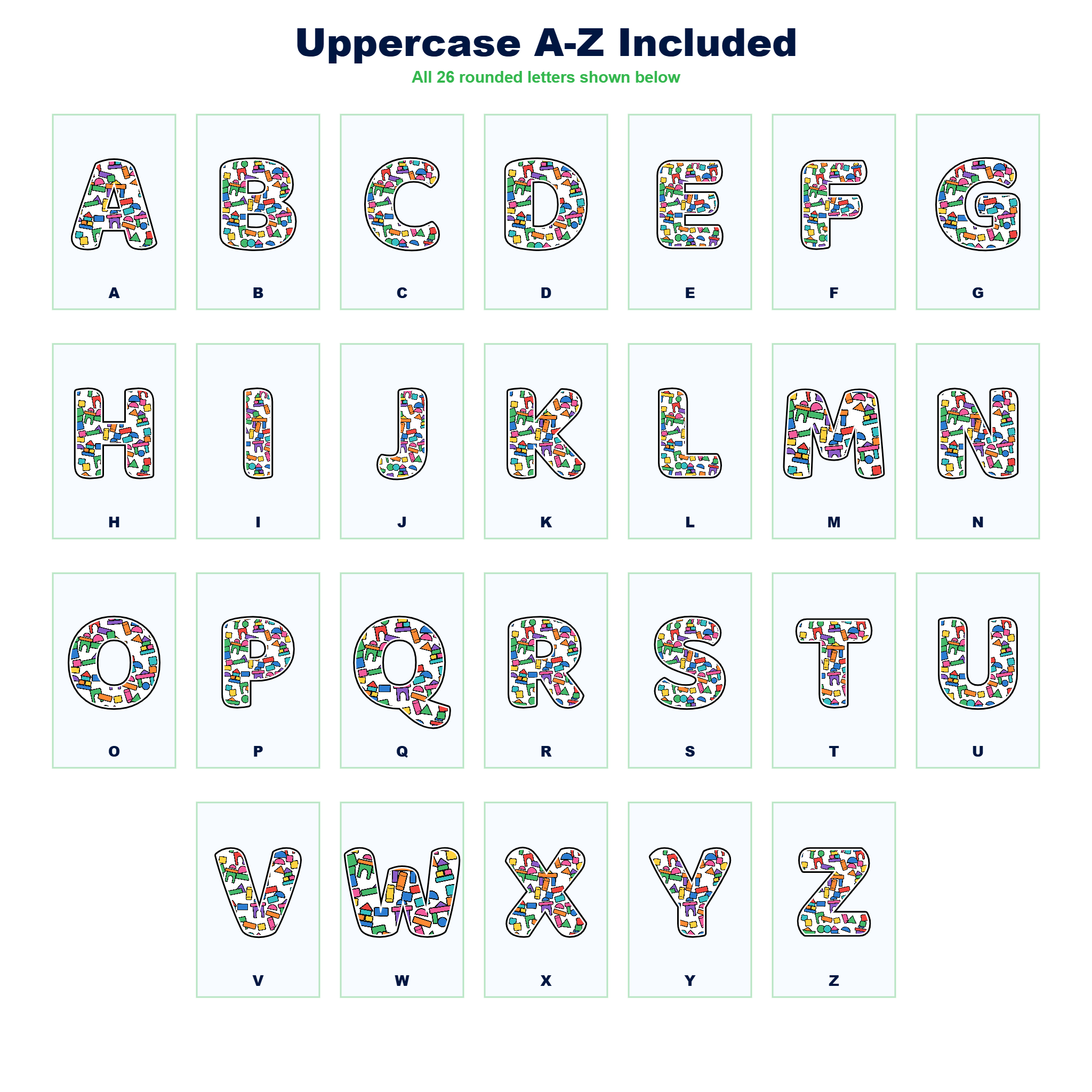 Building Blocks Display Lettering Pack - Set 01 - Uppercase A-Z