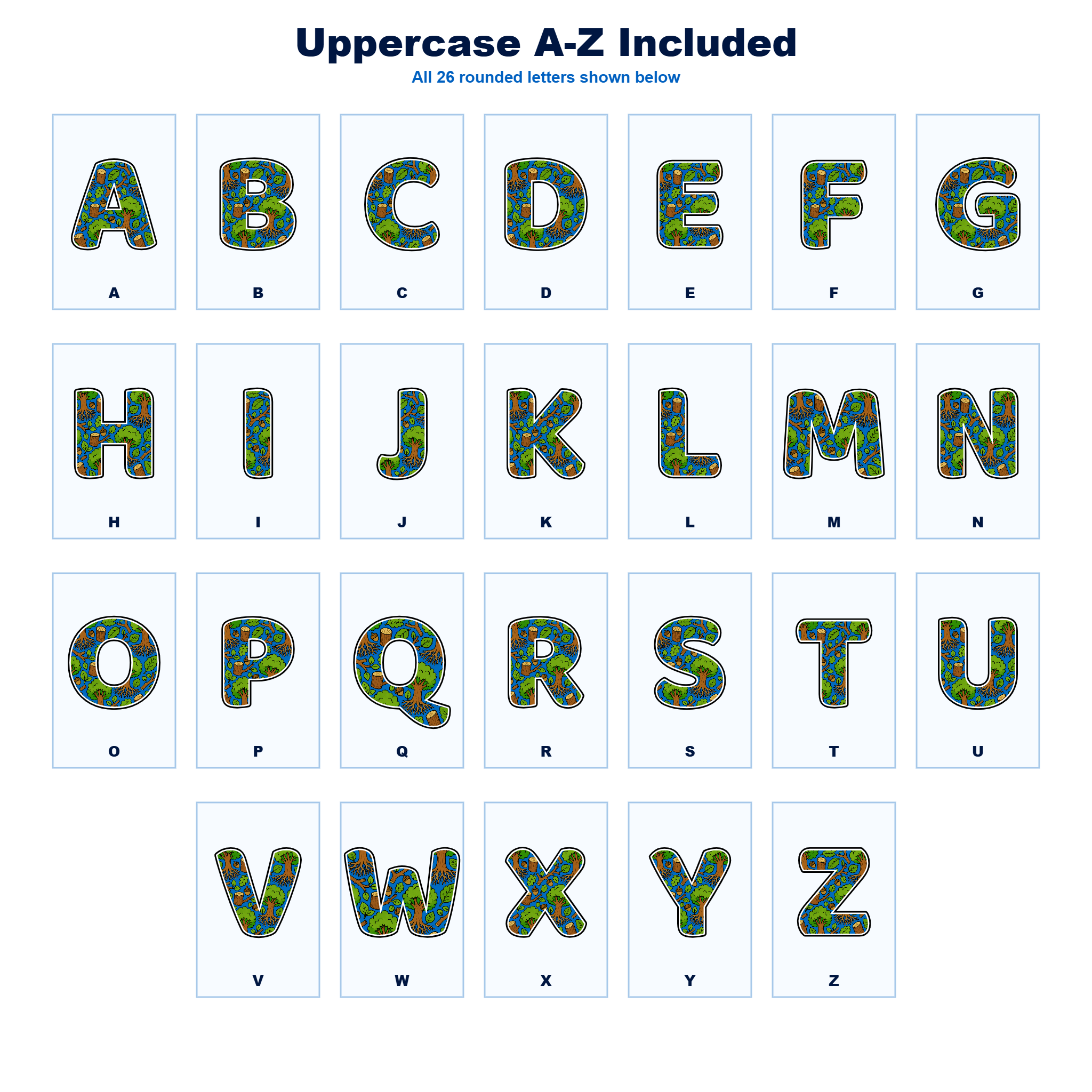 Tree Structure Display Lettering Pack - Set 01 - Uppercase A-Z