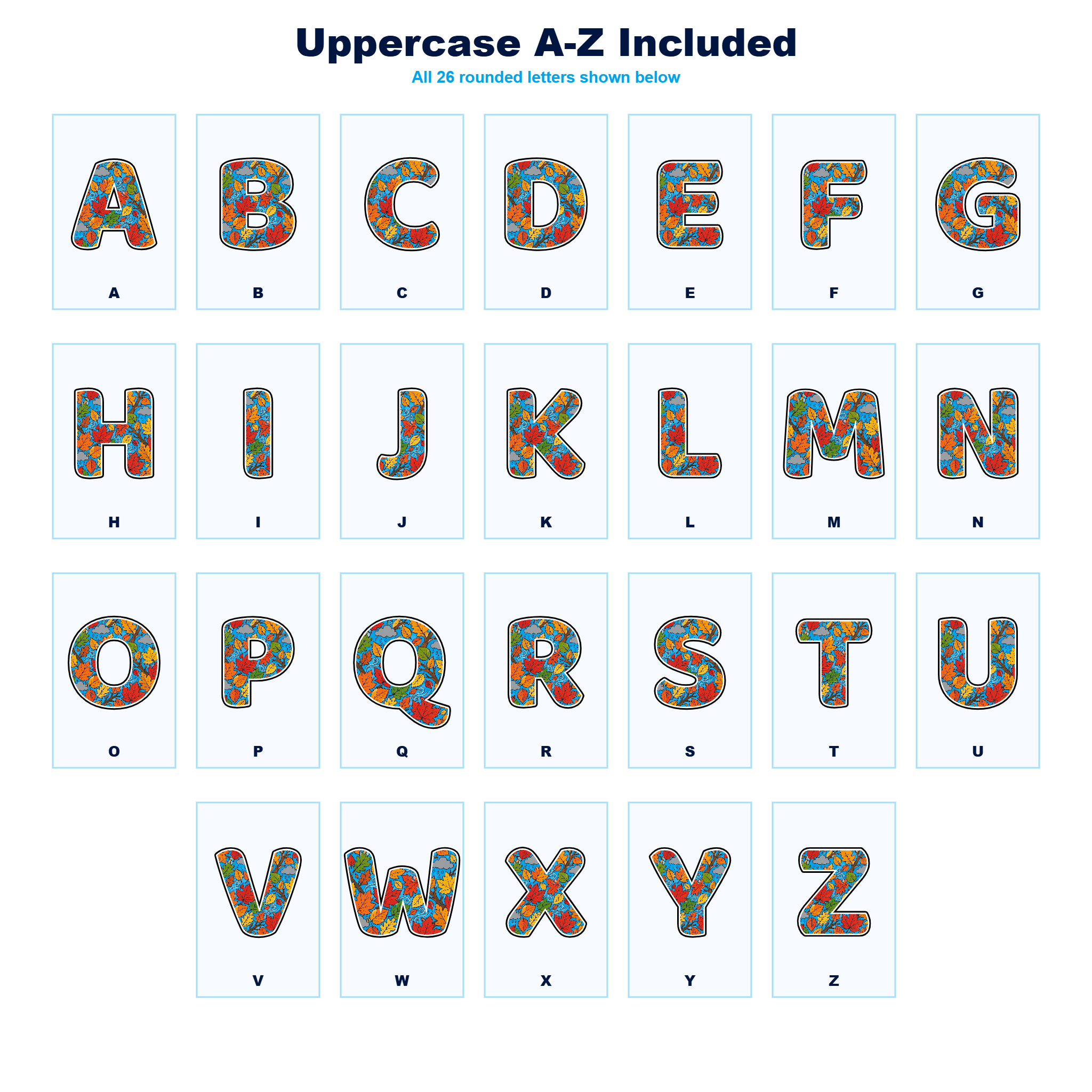 Autumn Display Lettering Pack - Set 01 - Uppercase A-Z