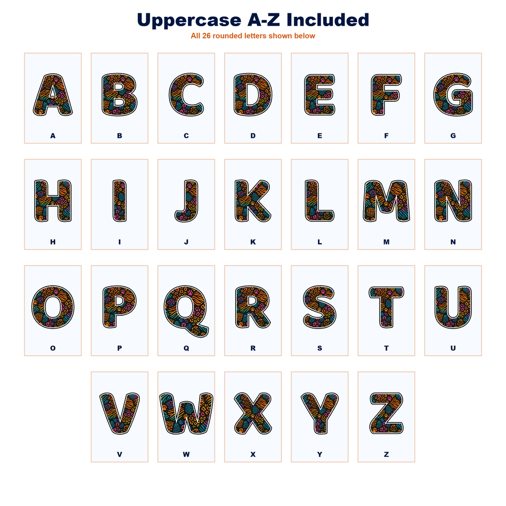Animal Print Display Lettering Pack - Set 01 - Uppercase A-Z