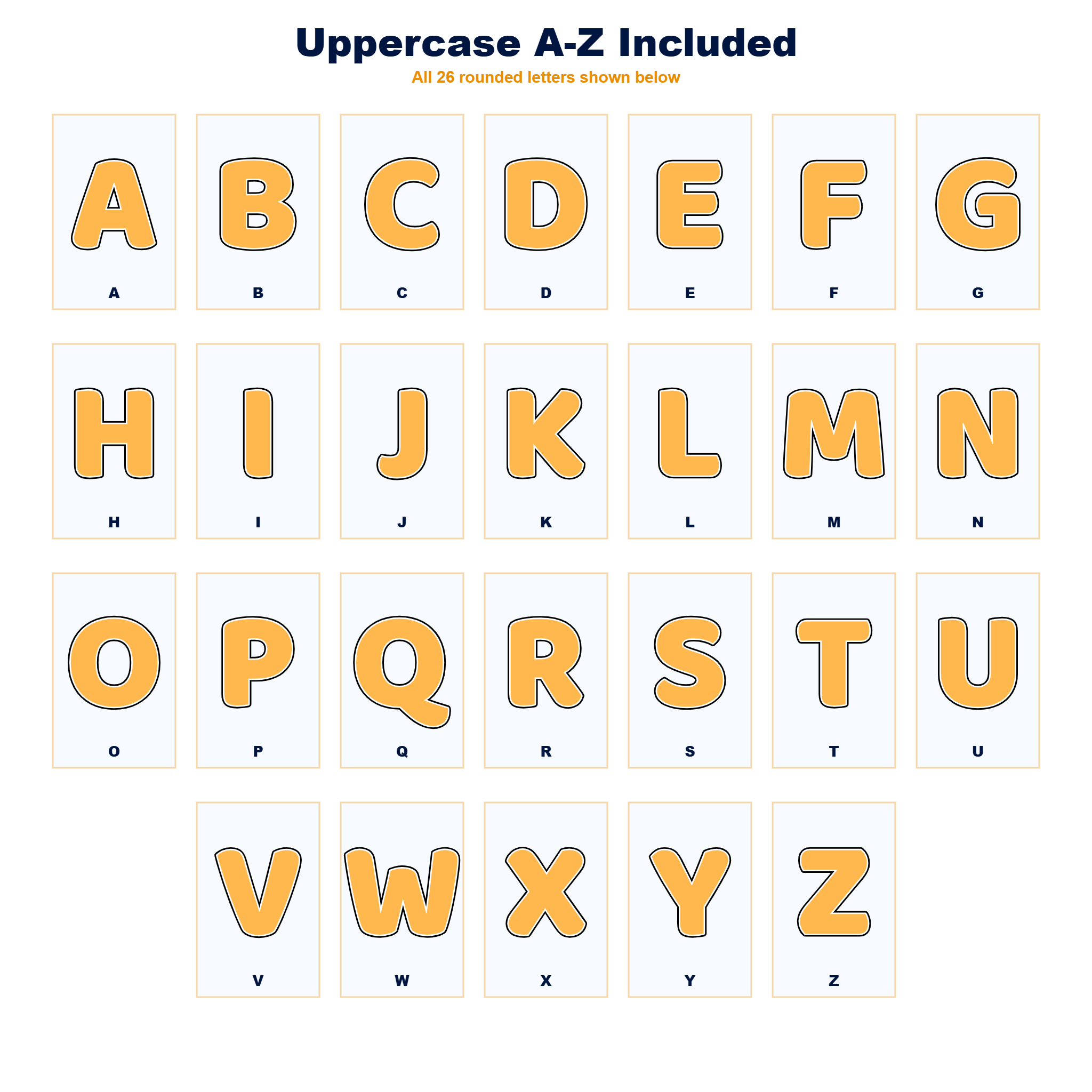 Amber Display Lettering Pack - Set 01 - Uppercase A-Z
