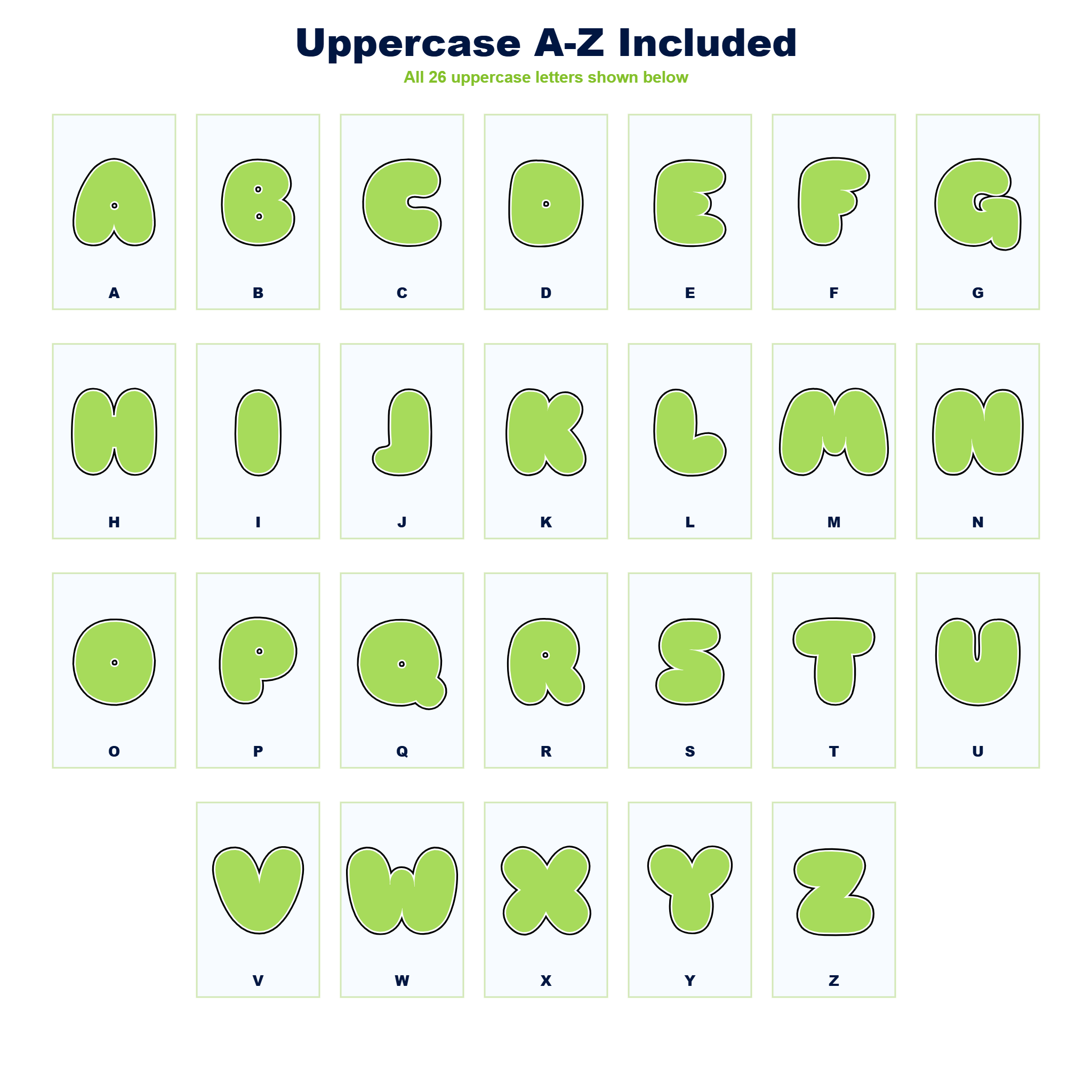 Lime Display Lettering Pack - Set 02 - Uppercase A-Z