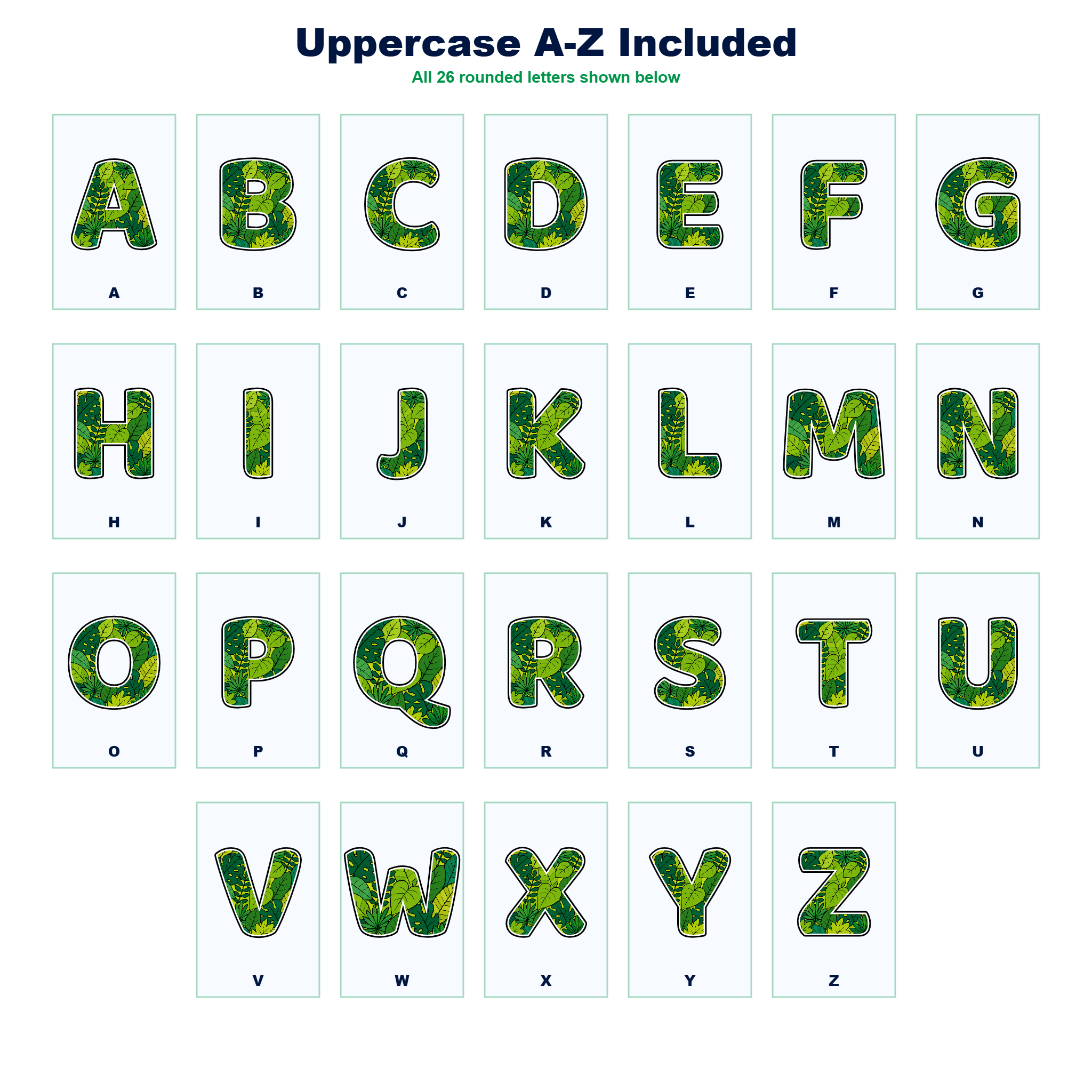 Plants Display Lettering Pack - Set 01 - Uppercase A-Z