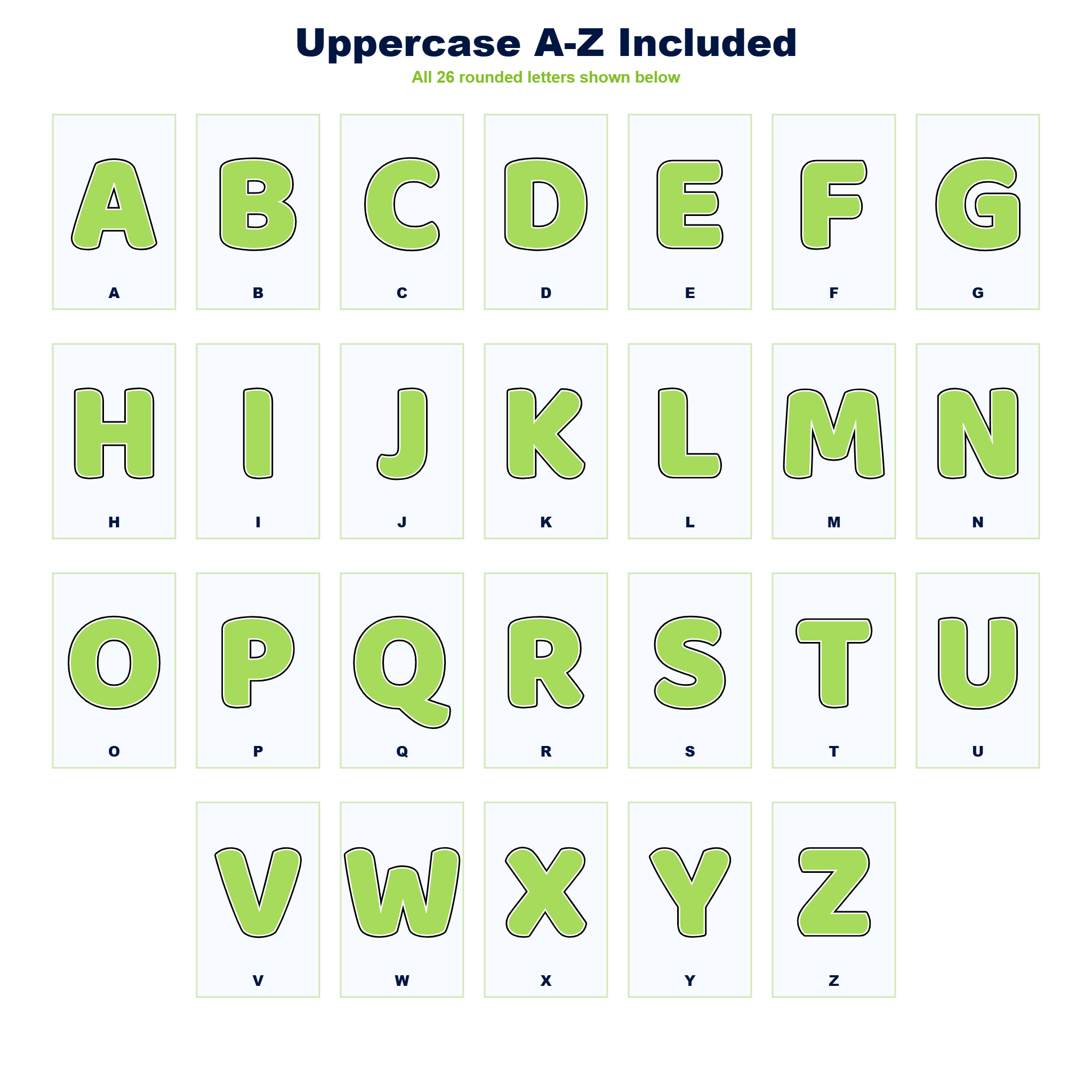 Lime Display Lettering Pack - Set 01 - Uppercase A-Z