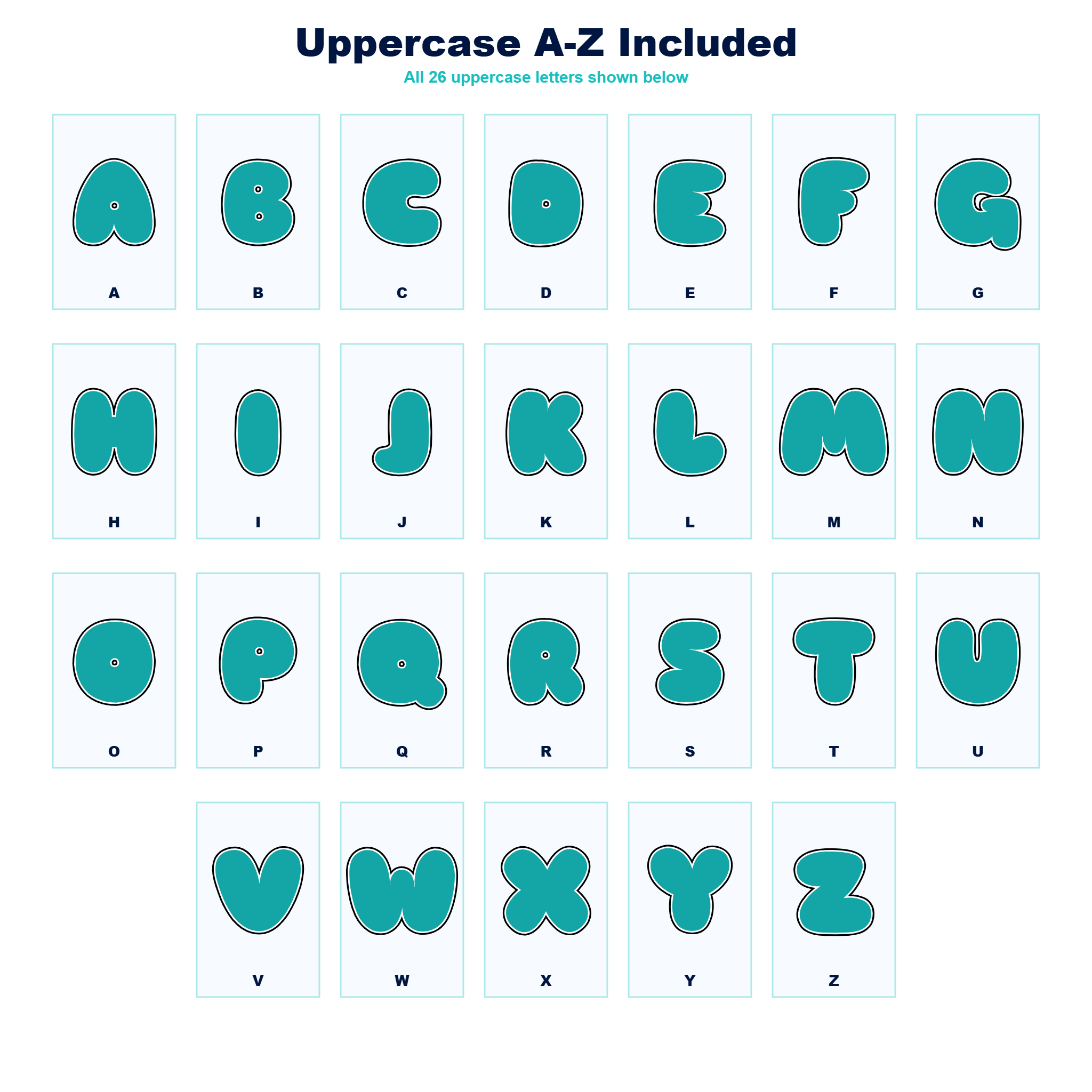 Teal Display Lettering Pack - Set 02 - Uppercase A-Z
