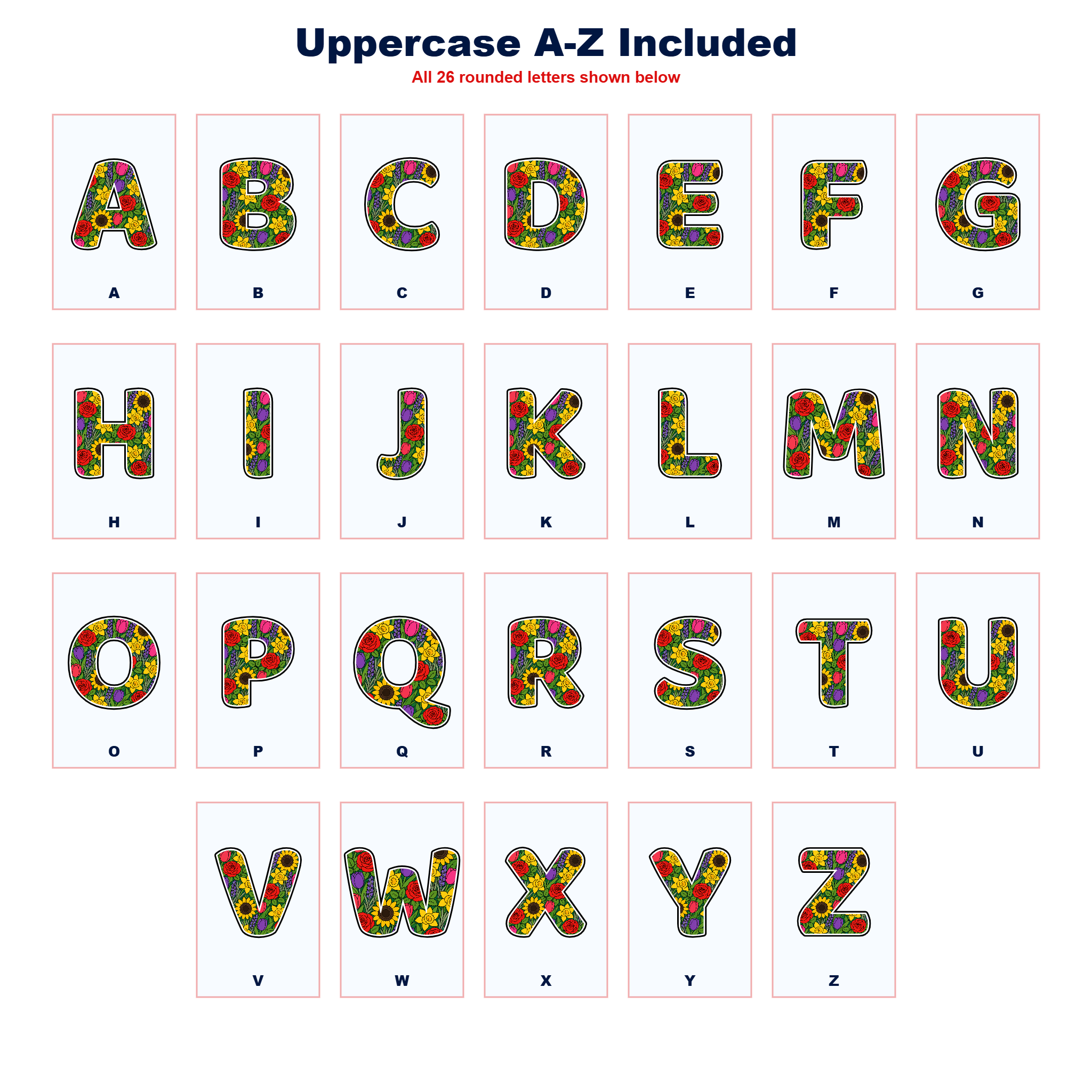 Common Garden Plants Display Lettering Pack - Set 01 - Uppercase A-Z