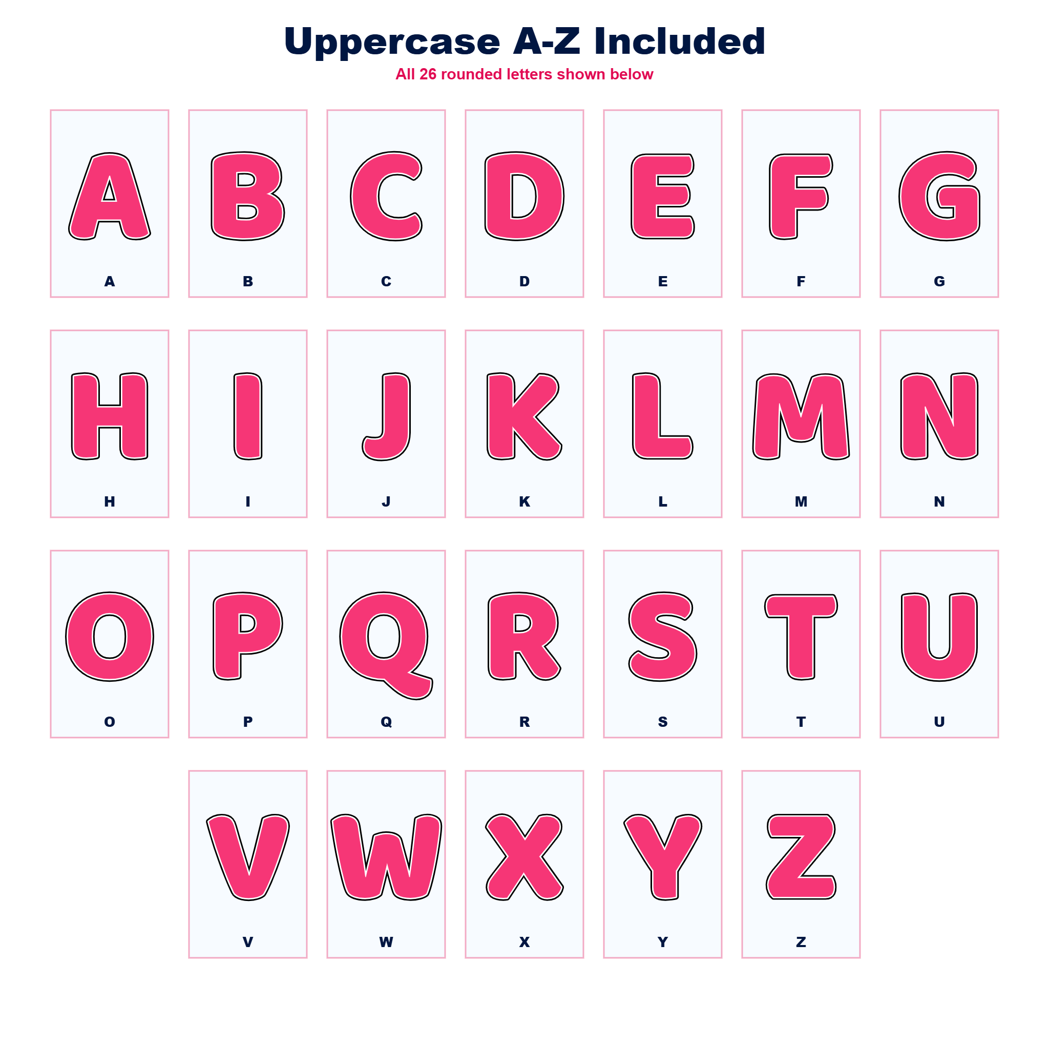Pink Display Lettering Pack - Set 01 - Uppercase A-Z