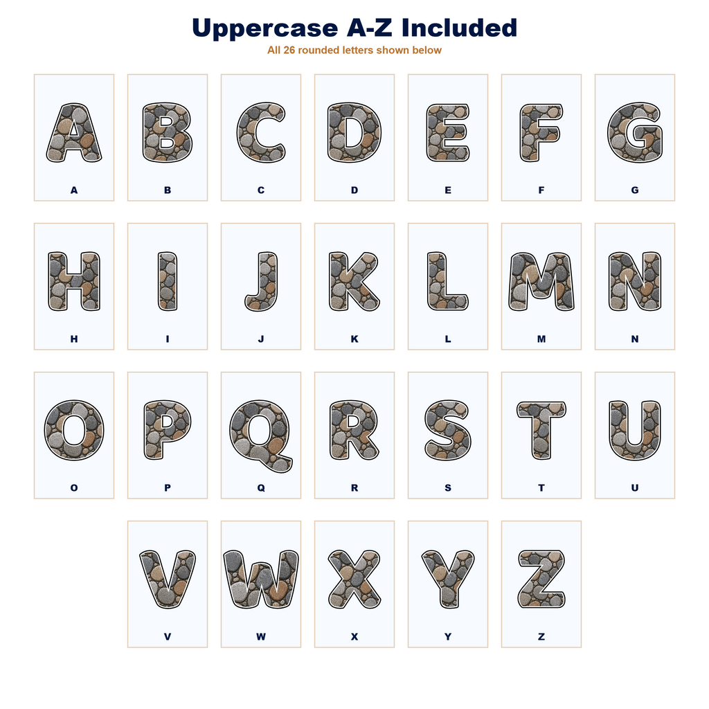 Rock Display Lettering Pack - Set 01 - Uppercase A-Z