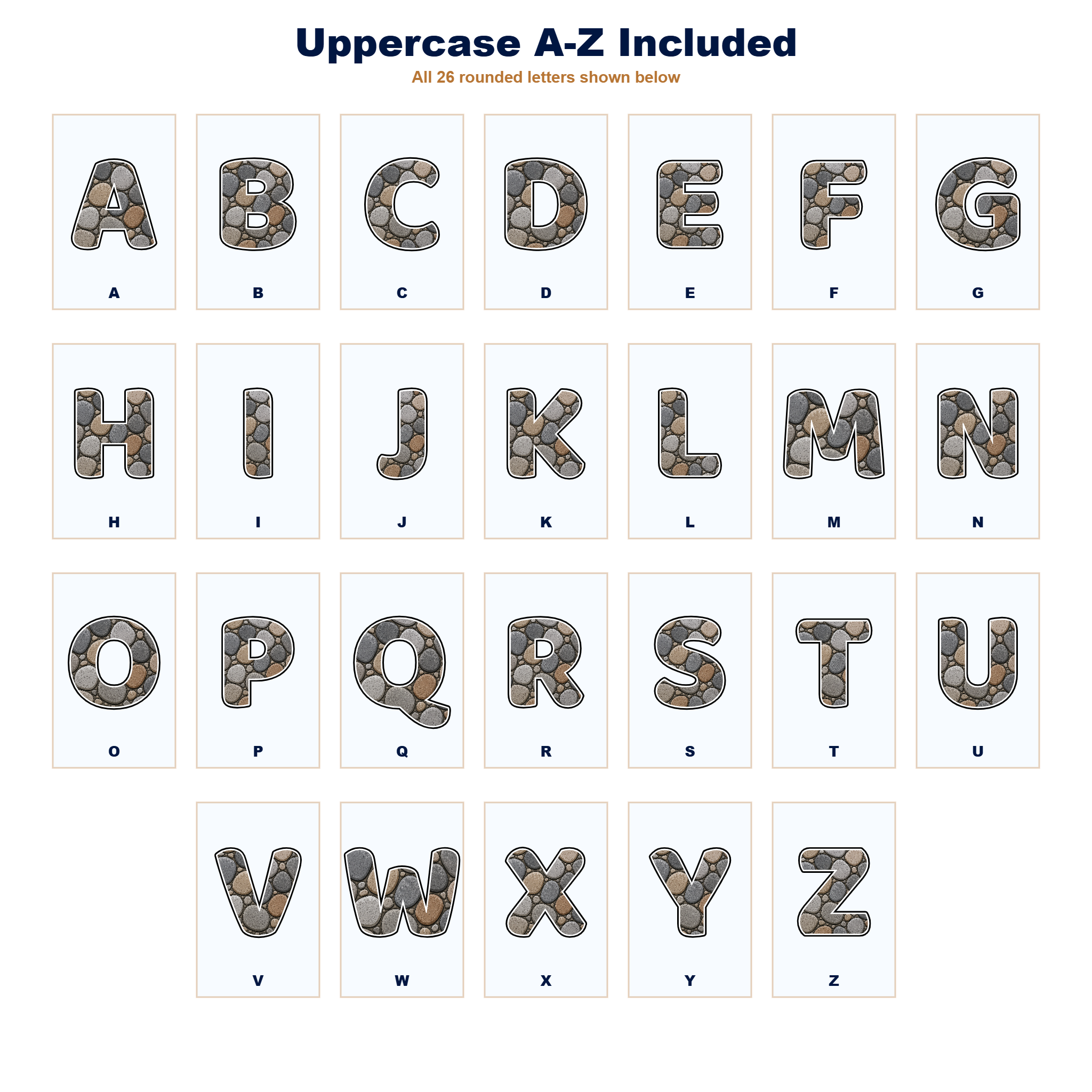 Rock Display Lettering Pack - Set 01 - Uppercase A-Z