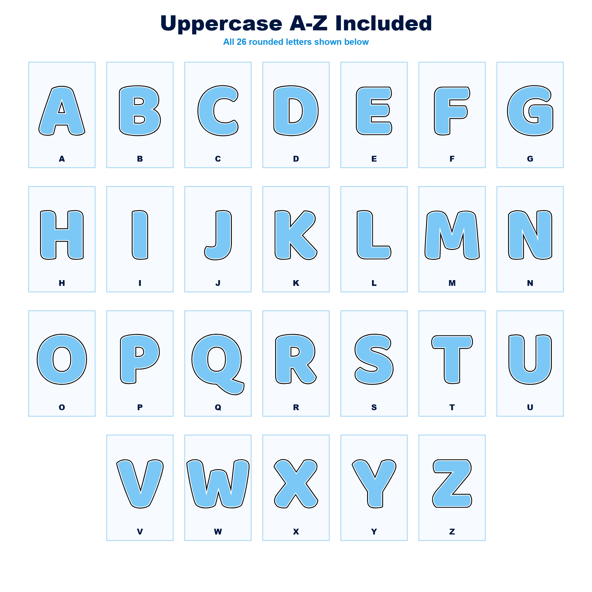 Light Blue Display Lettering Pack - Set 01 - Uppercase A-Z