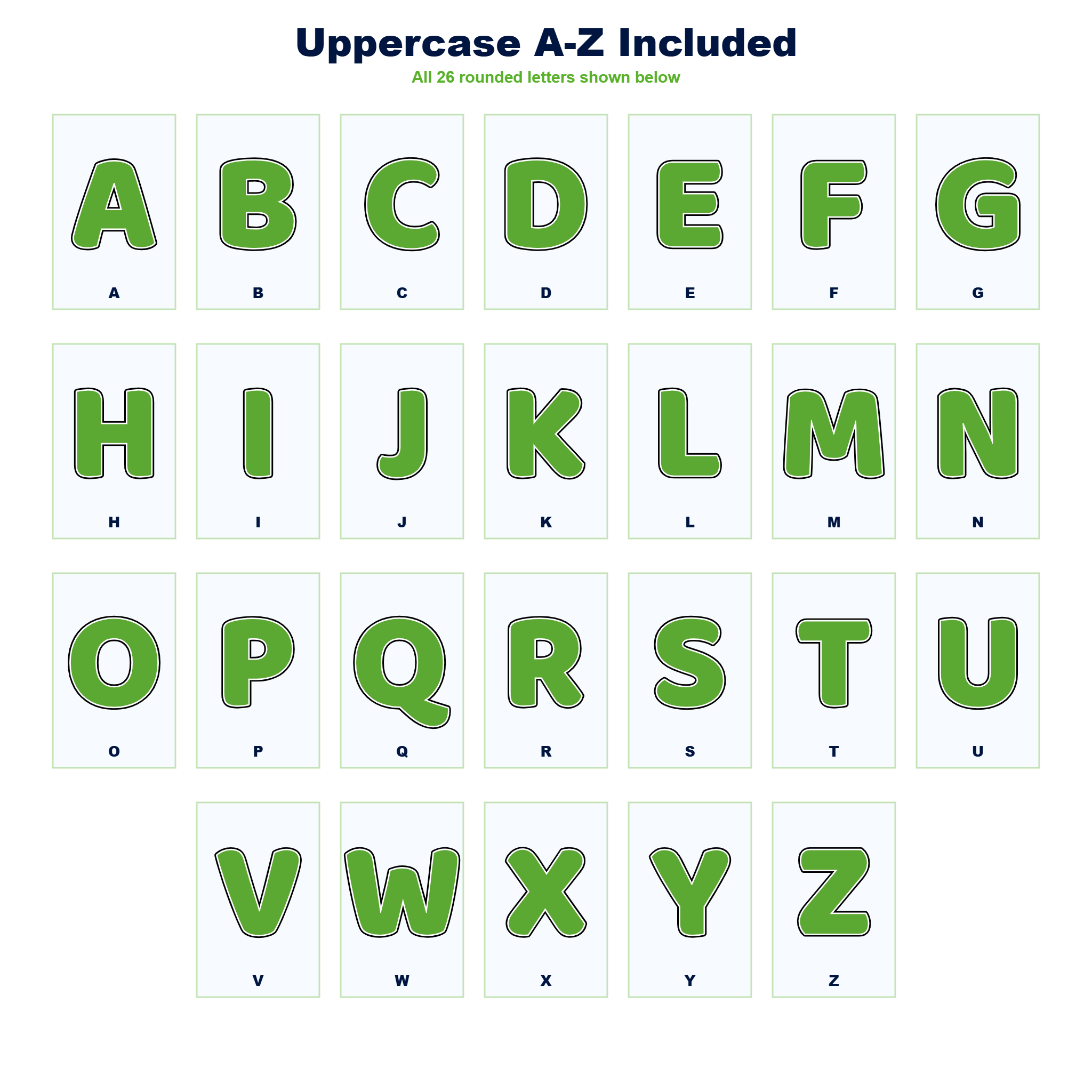 Green Display Lettering Pack - Set 01 - Uppercase A-Z