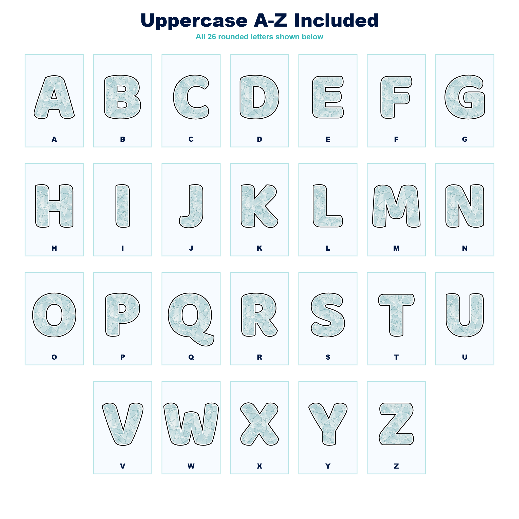 Glass Display Lettering Pack - Set 01 - Uppercase A-Z