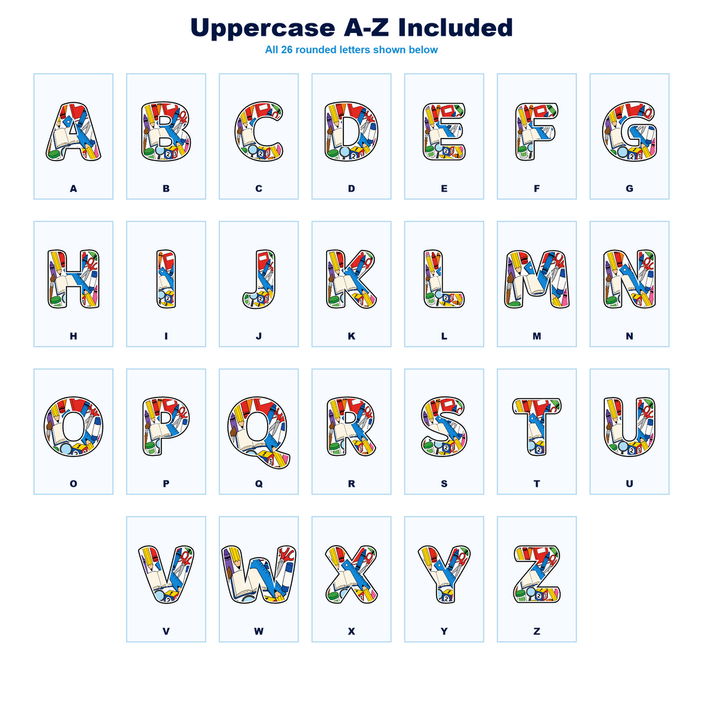 Primary Classroom Display Lettering Pack - Set 01 - Uppercase A-Z