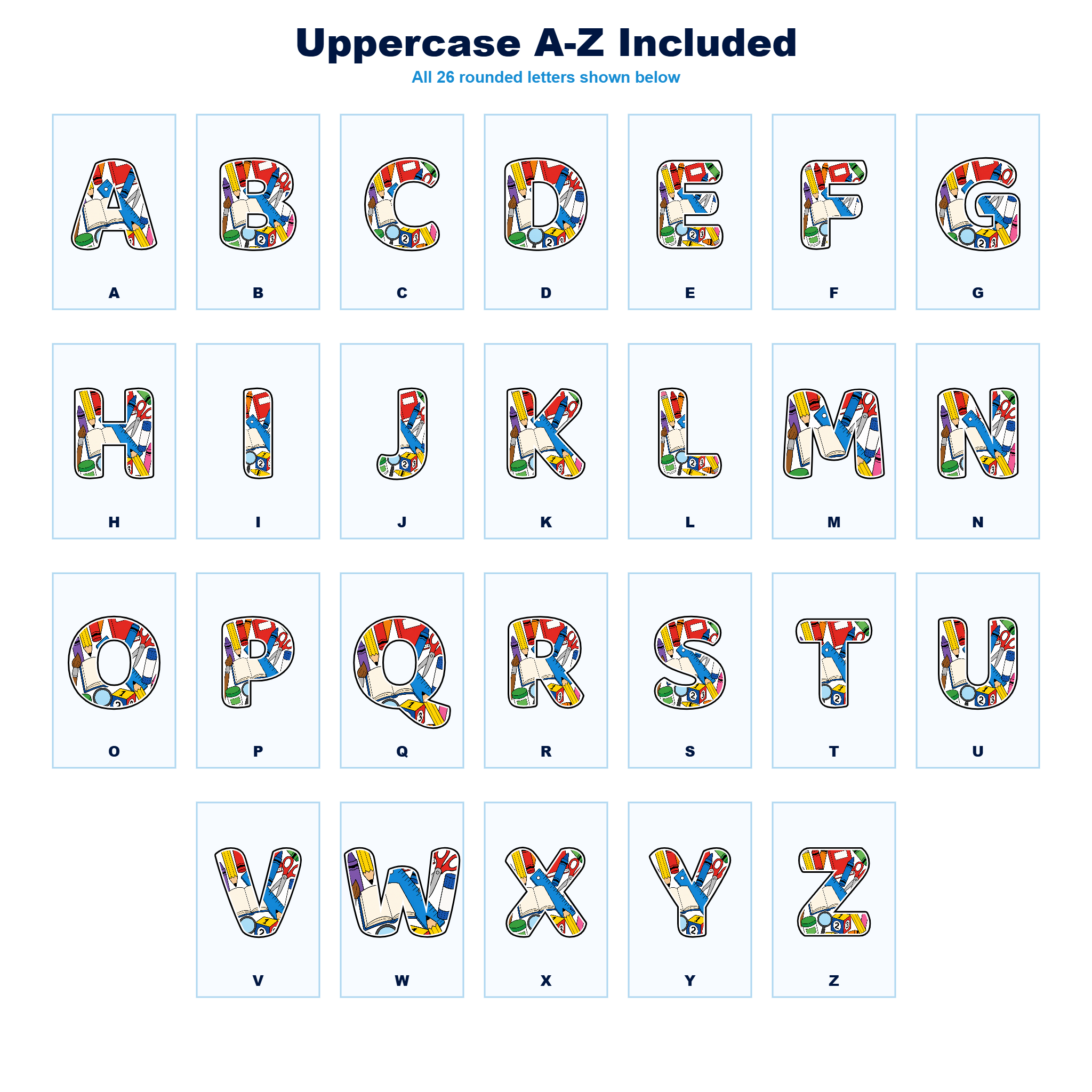Primary Classroom Display Lettering Pack - Set 01 - Uppercase A-Z