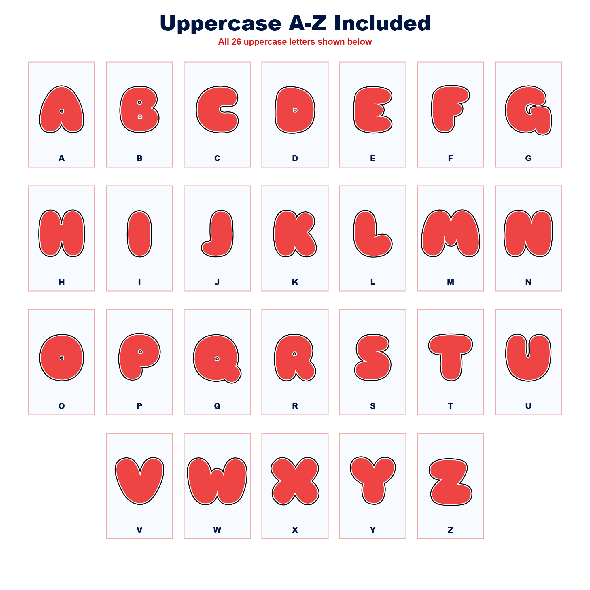 Red Display Lettering Pack - Set 02 - Uppercase A-Z