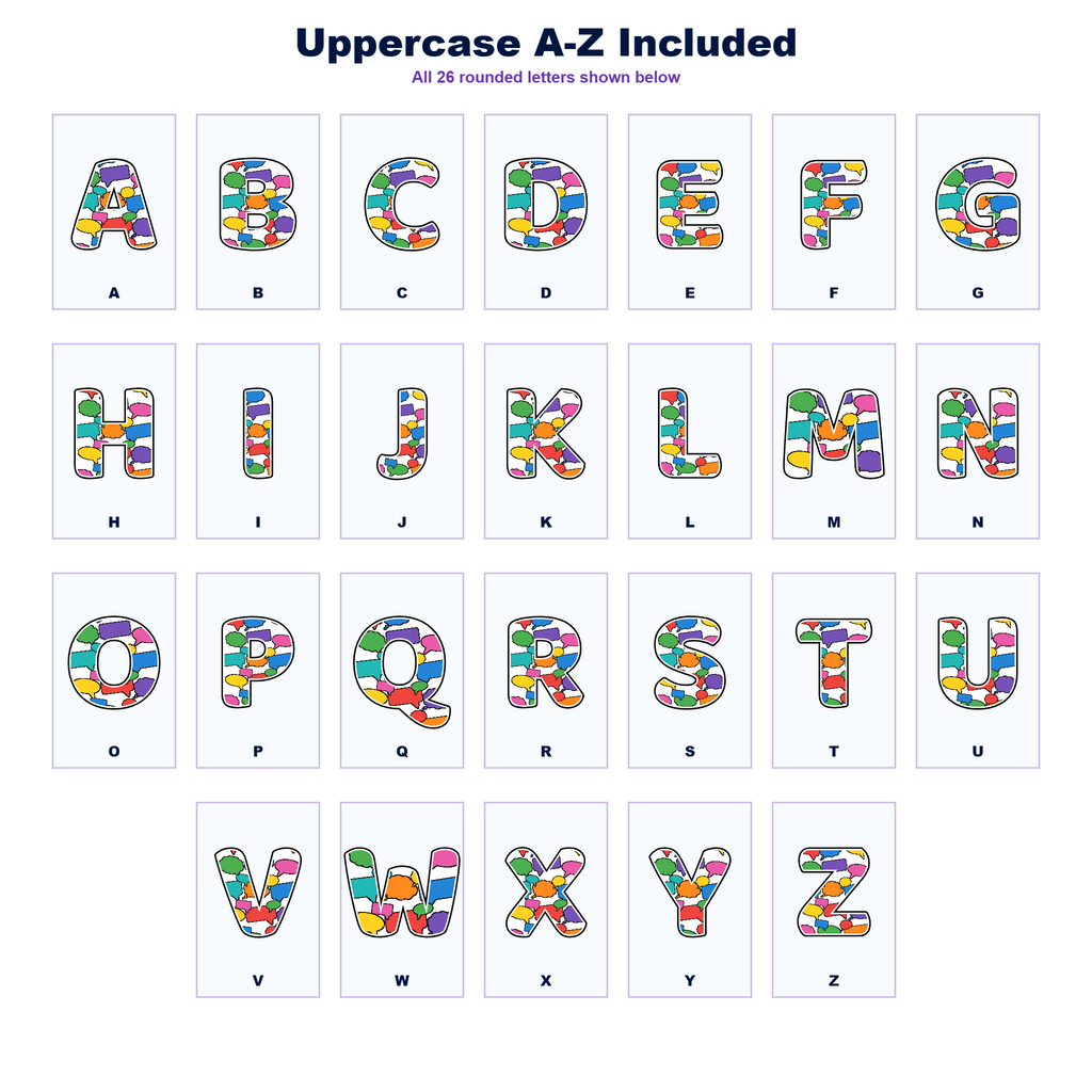 Speech & Thinking Bubbles Display Lettering Pack - Set 01 - Uppercase A-Z