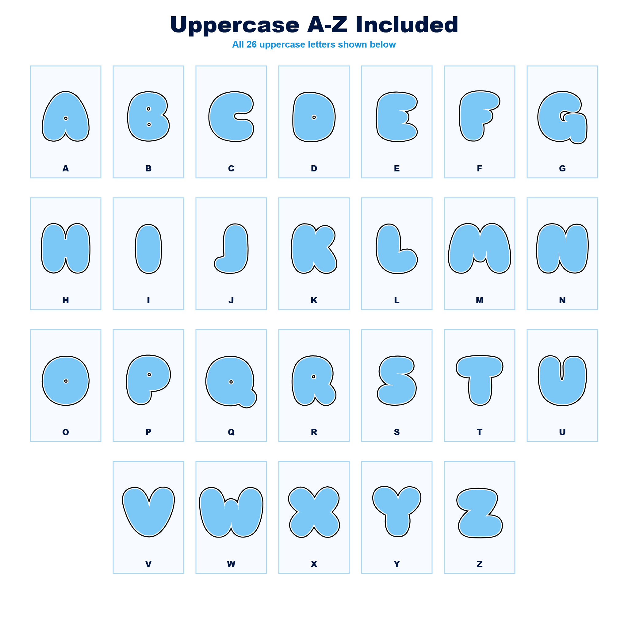 Light Blue Display Lettering Pack - Set 02 - Uppercase A-Z
