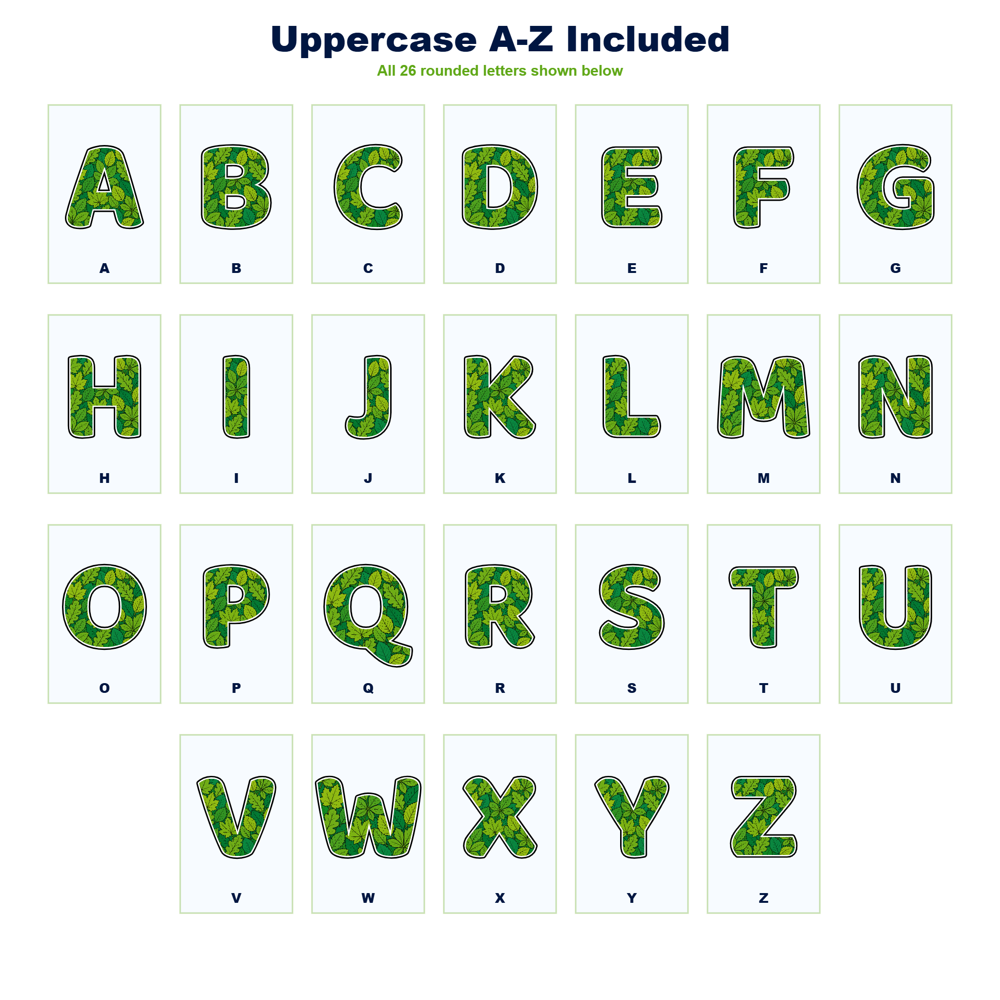 Deciduous Display Lettering Pack  - Set 01 - Uppercase A-Z