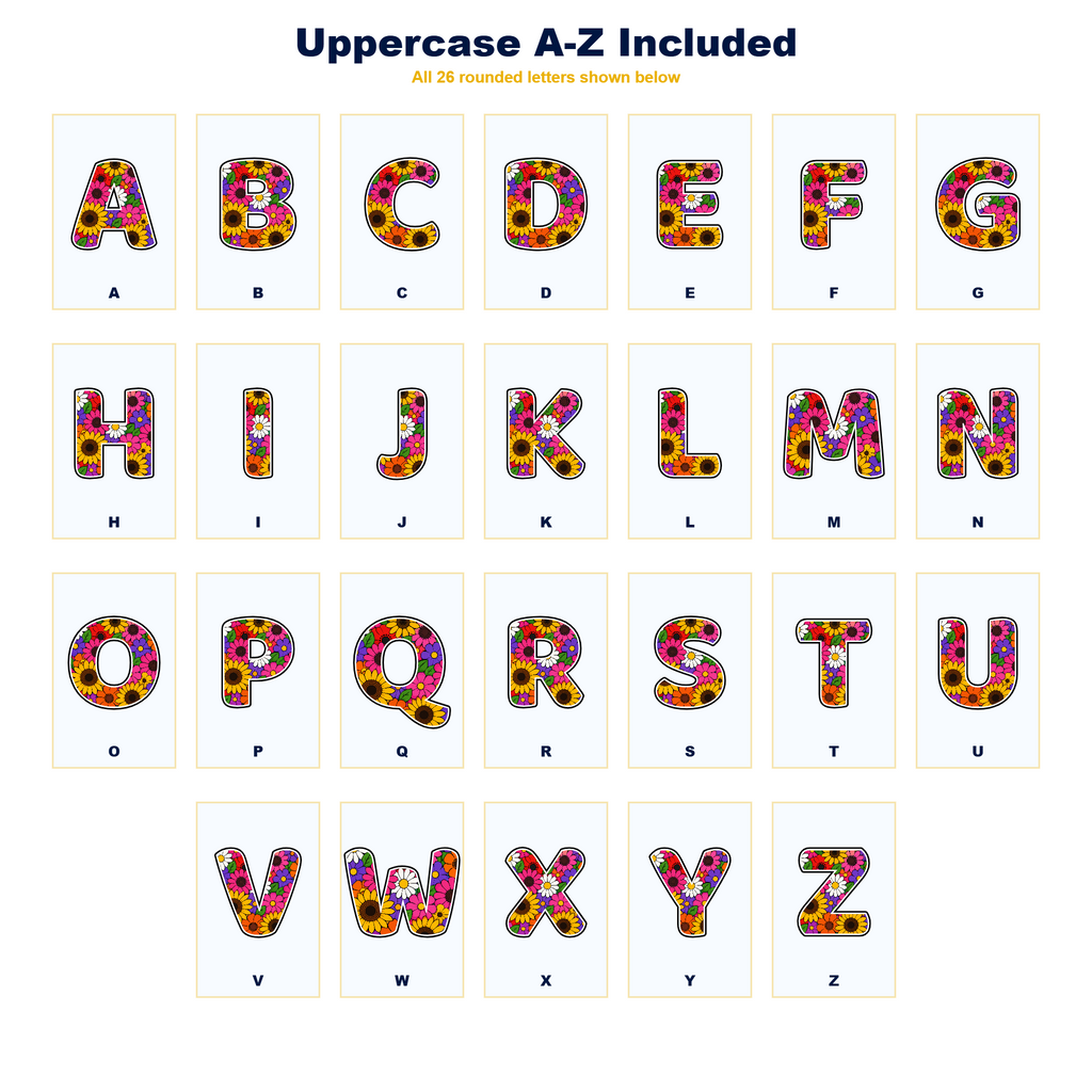 Flowers Display Lettering Pack - Set 01 - Uppercase A-Z