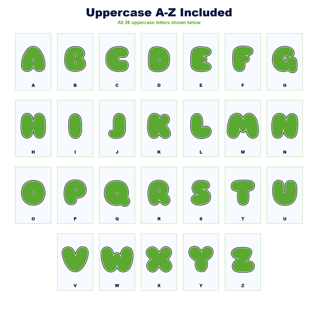 Green Display Lettering Pack - Set 02 - Uppercase A-Z