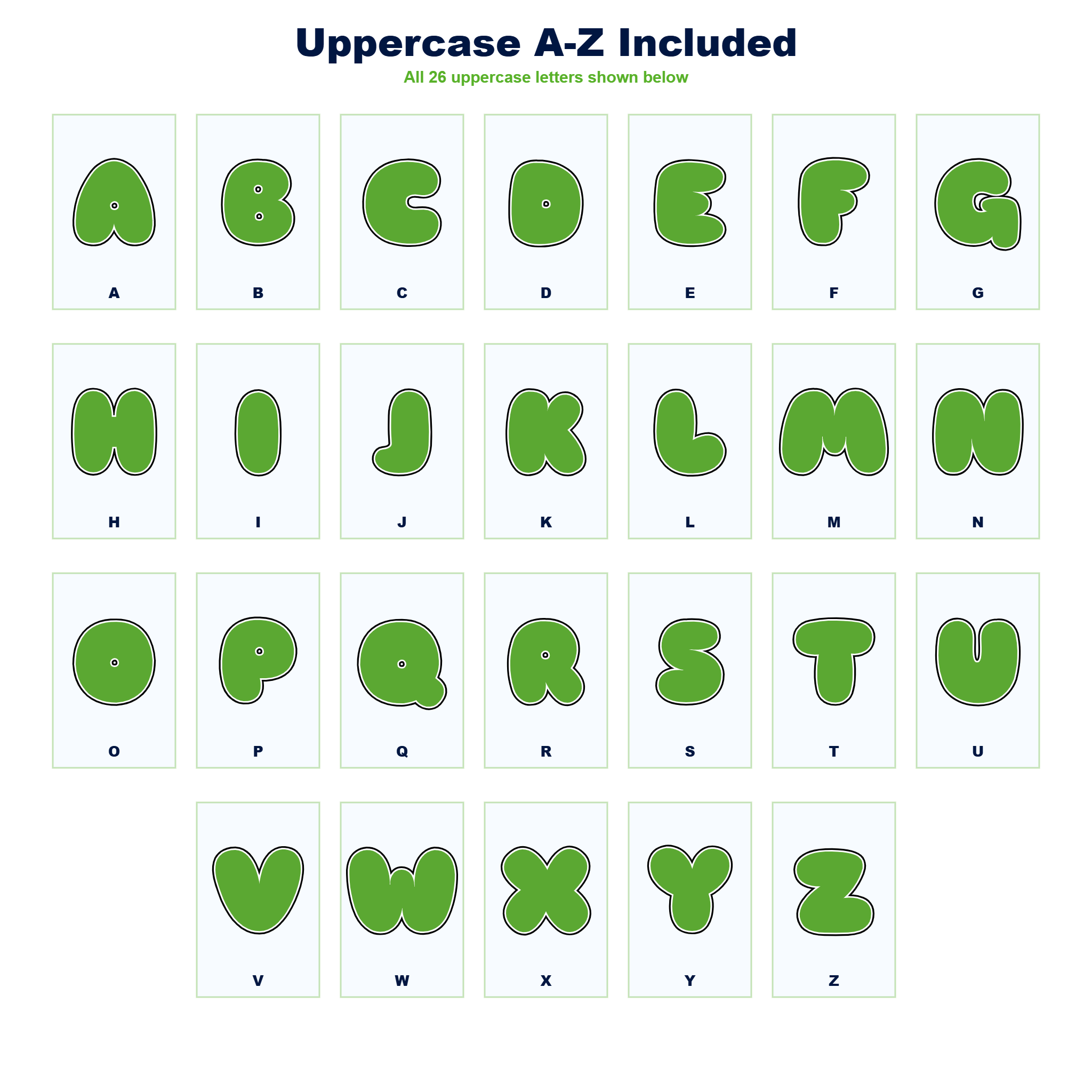 Green Display Lettering Pack - Set 02 - Uppercase A-Z