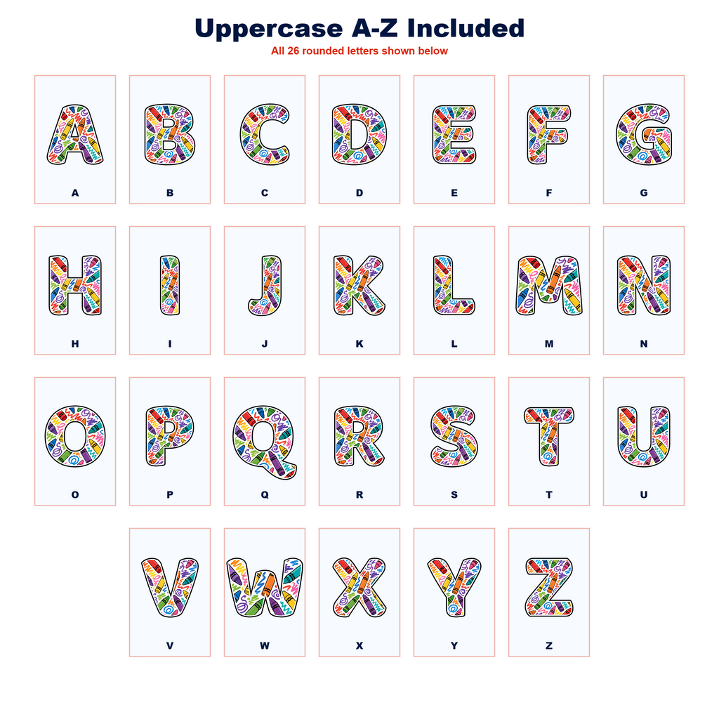 Crayons & Scribbles Display Lettering Pack - Set 01 - Uppercase A-Z