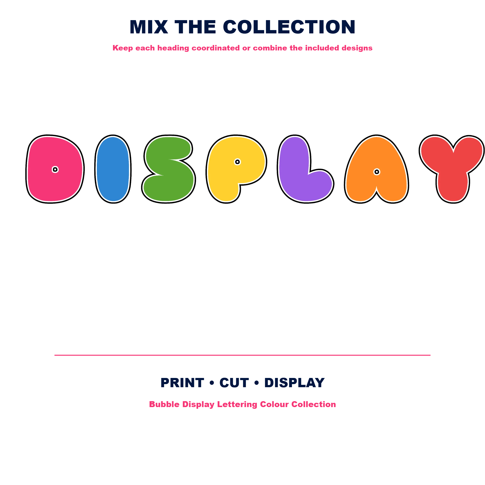 Colour Display Lettering Collection - Set 02 - 12 Uppercase A–Z Packs
