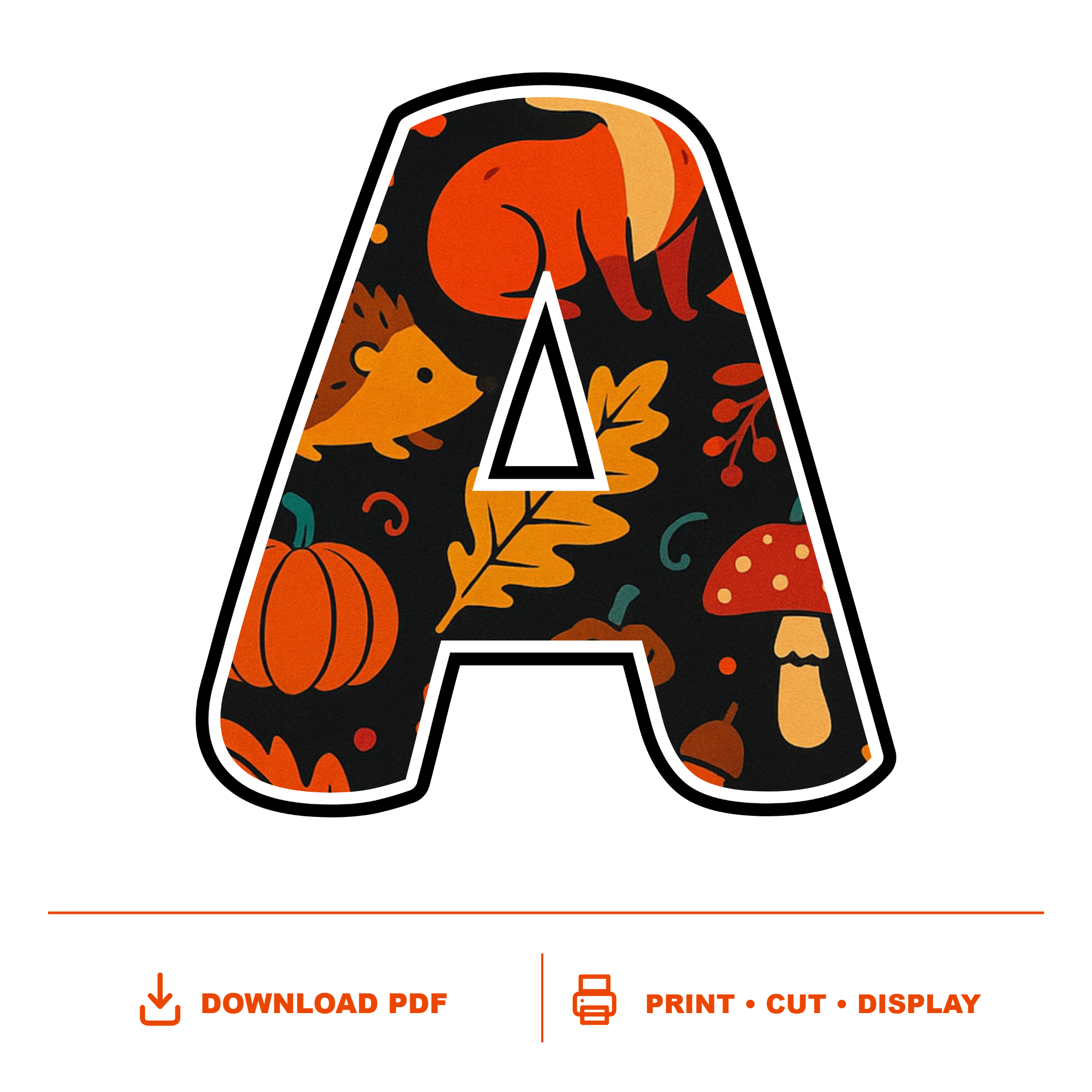 Autumn Woodland Display Lettering Pack – Set 01 – Uppercase A–Z