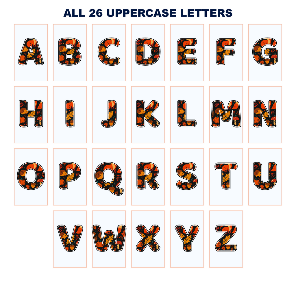 Autumn Woodland Display Lettering Pack – Set 01 – Uppercase A–Z