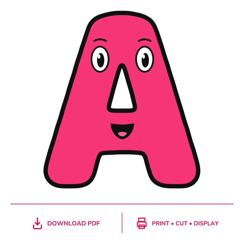 Pink Character Display Lettering Pack - Uppercase A–Z